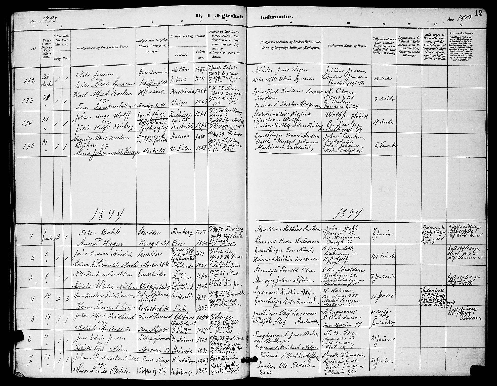 Paulus prestekontor Kirkebøker, AV/SAO-A-10871/G/Ga/L0006: Parish register (copy) no. 6, 1893-1898, p. 12