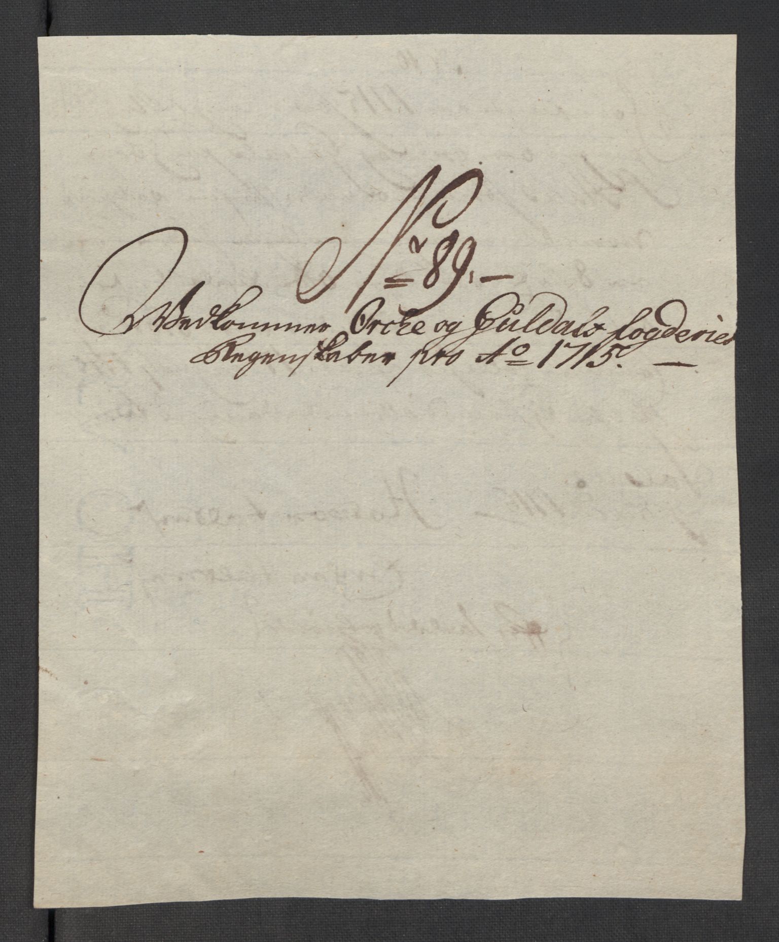 Rentekammeret inntil 1814, Reviderte regnskaper, Fogderegnskap, RA/EA-4092/R60/L3966: Fogderegnskap Orkdal og Gauldal, 1715, p. 555