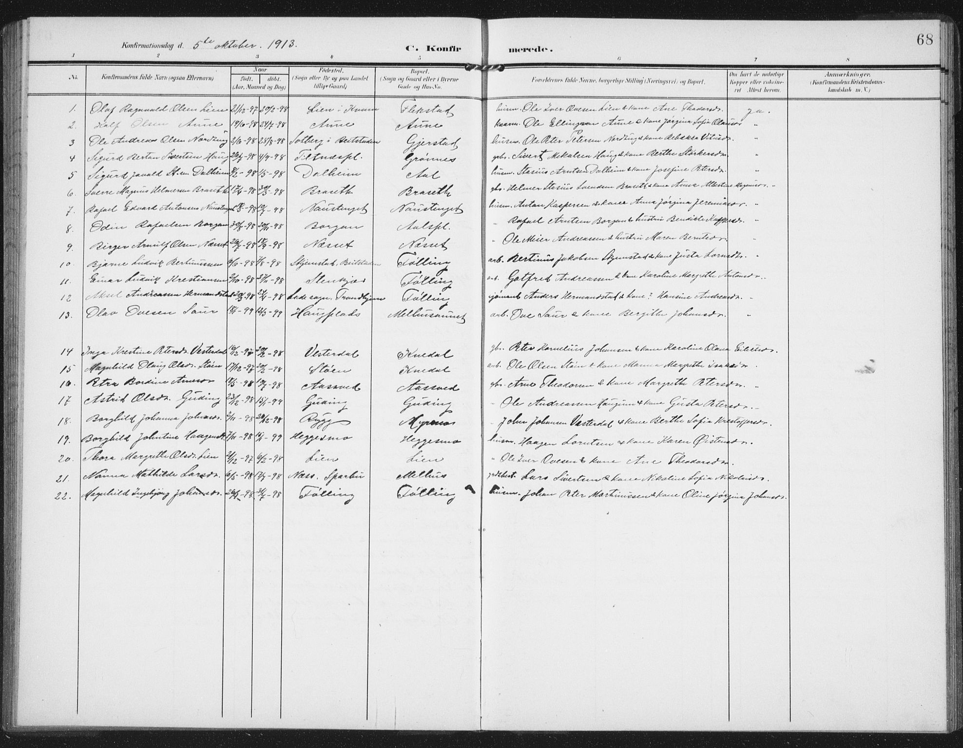 Ministerialprotokoller, klokkerbøker og fødselsregistre - Nord-Trøndelag, SAT/A-1458/747/L0460: Parish register (copy) no. 747C02, 1908-1939, p. 68