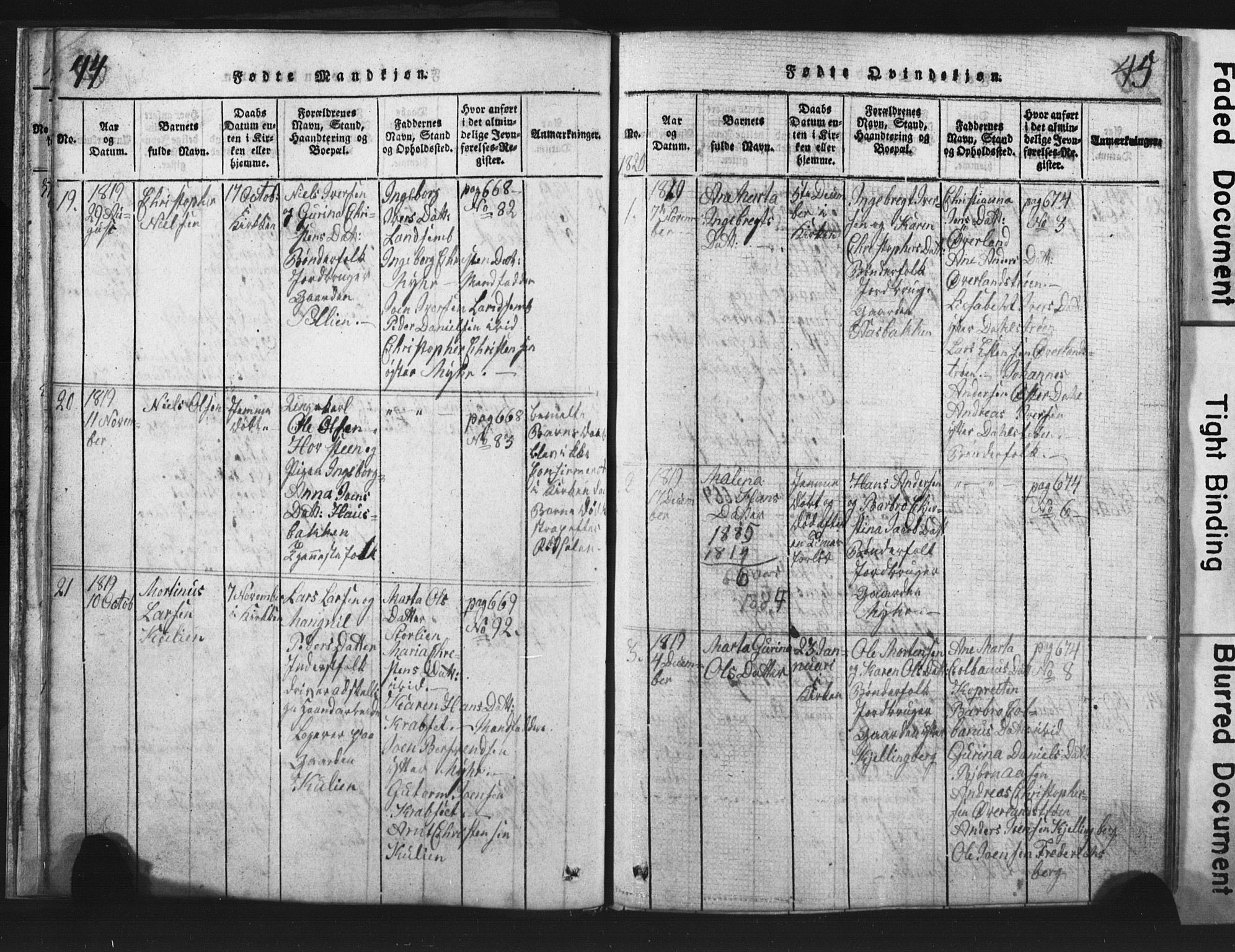 Ministerialprotokoller, klokkerbøker og fødselsregistre - Nord-Trøndelag, SAT/A-1458/701/L0017: Parish register (copy) no. 701C01, 1817-1825, p. 44-45