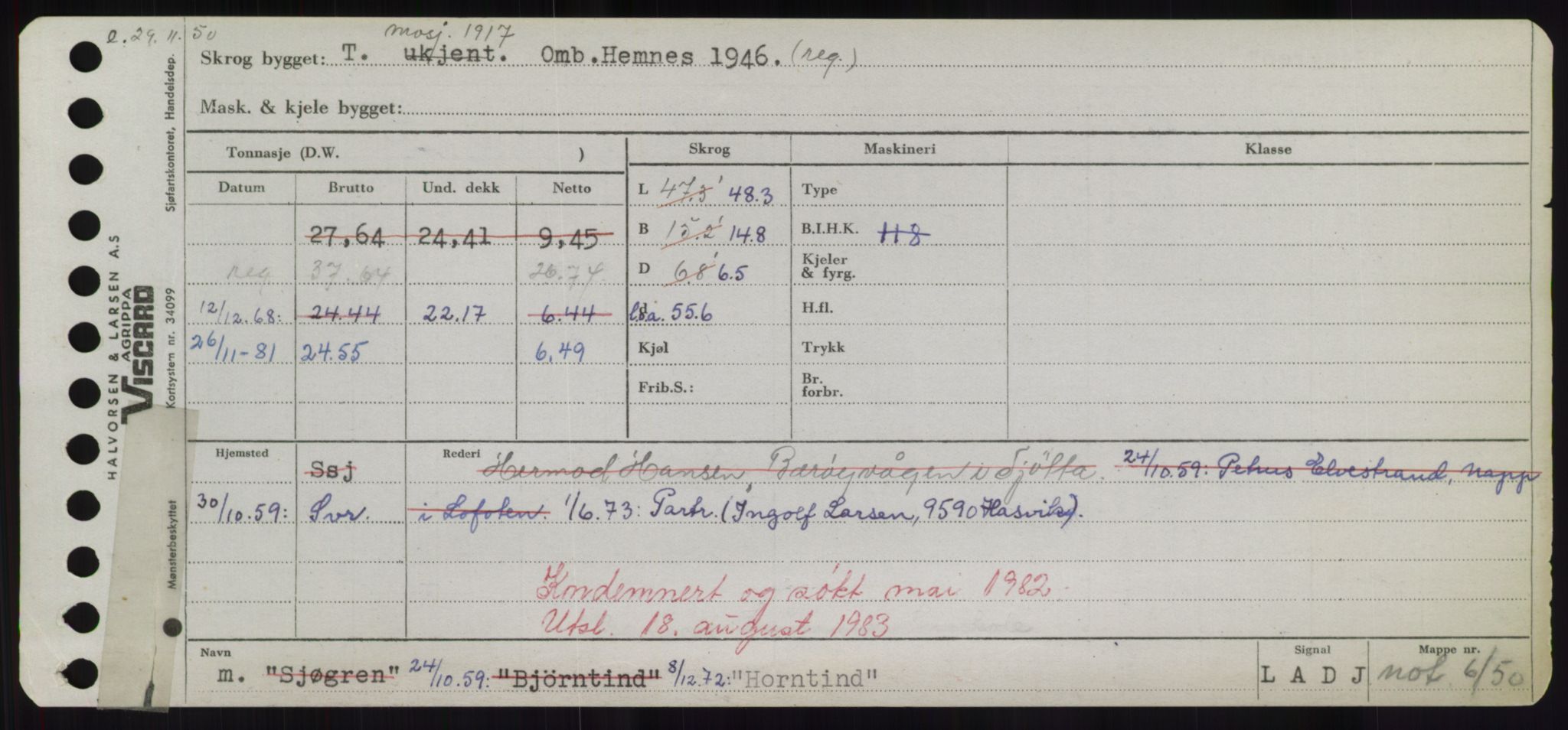 Sjøfartsdirektoratet med forløpere, Skipsmålingen, RA/S-1627/H/Hd/L0017: Fartøy, Holi-Hå, p. 91