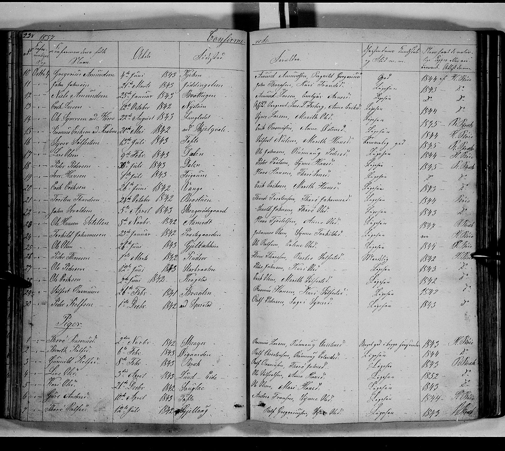 Lom prestekontor, SAH/PREST-070/L/L0004: Parish register (copy) no. 4, 1845-1864, p. 238-239
