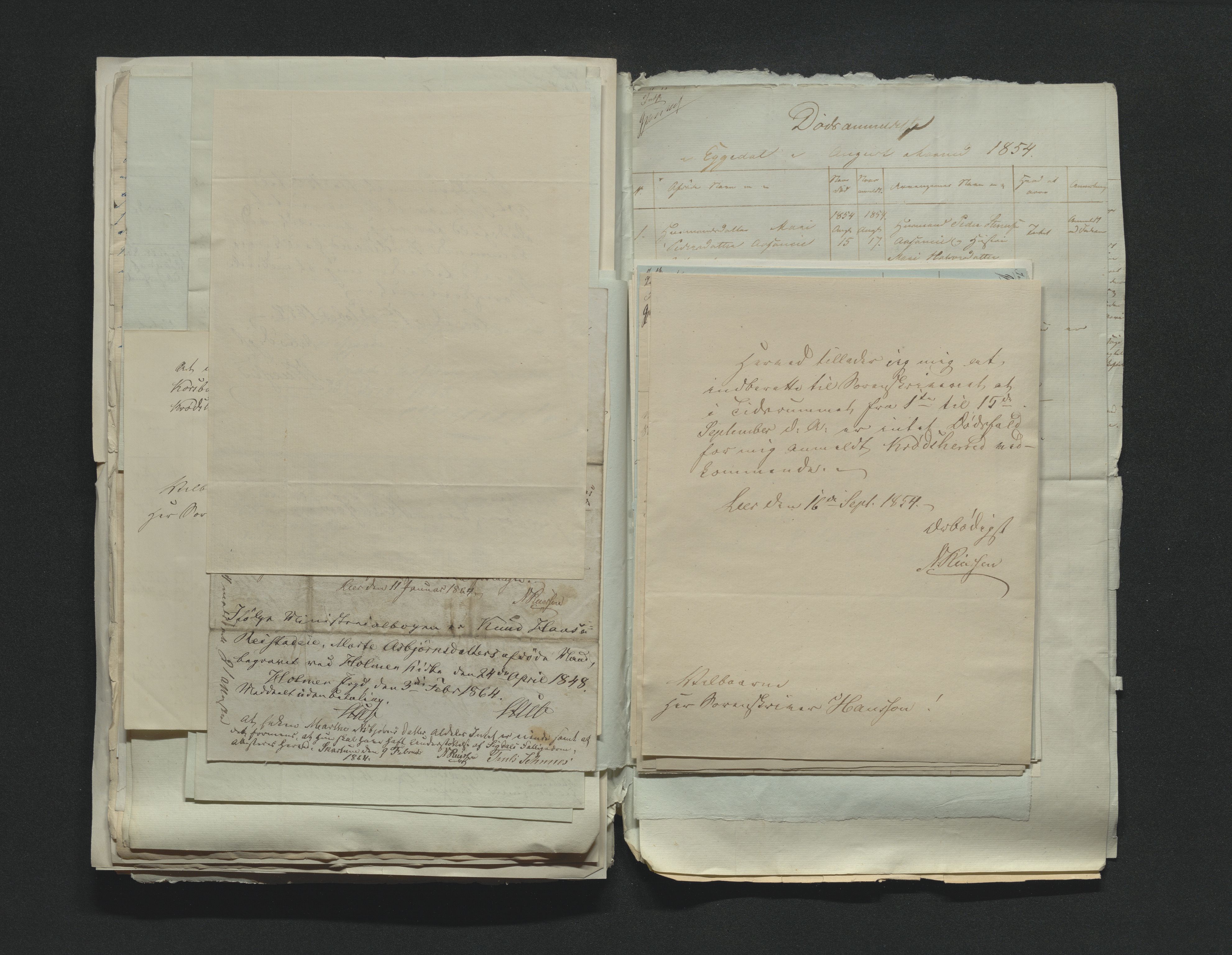 Eiker, Modum og Sigdal sorenskriveri, AV/SAKO-A-123/H/Ha/Hab/L0009: Dødsfallsmeldinger, 1854-1857, p. 105