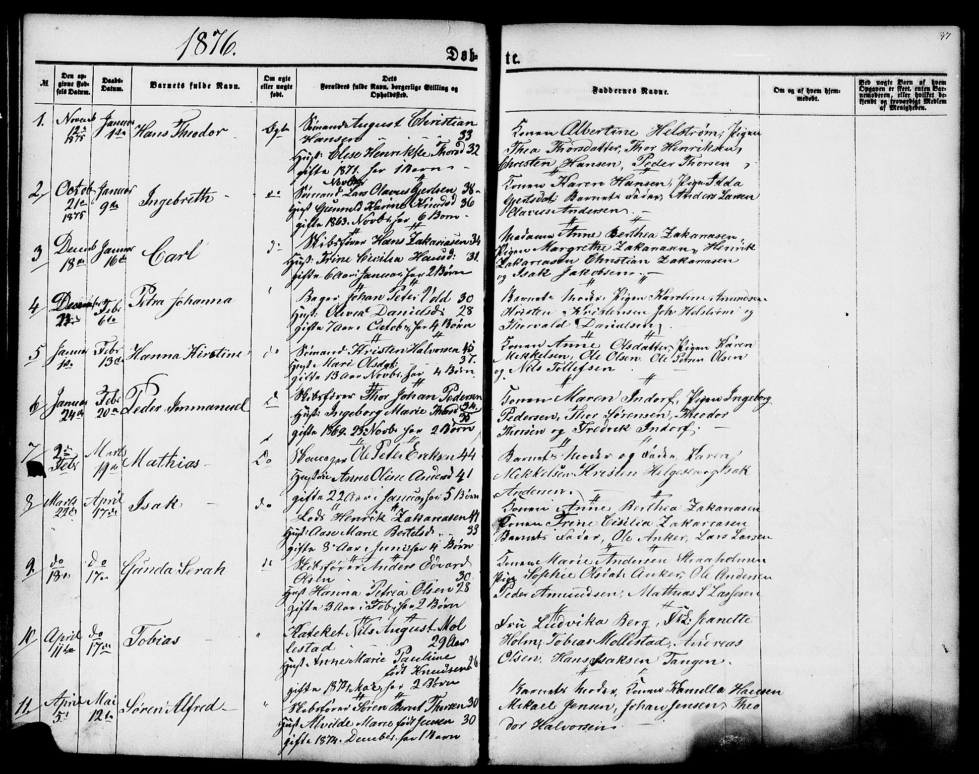 Langesund kirkebøker, SAKO/A-280/G/Ga/L0004: Parish register (copy) no. 4, 1859-1884, p. 47