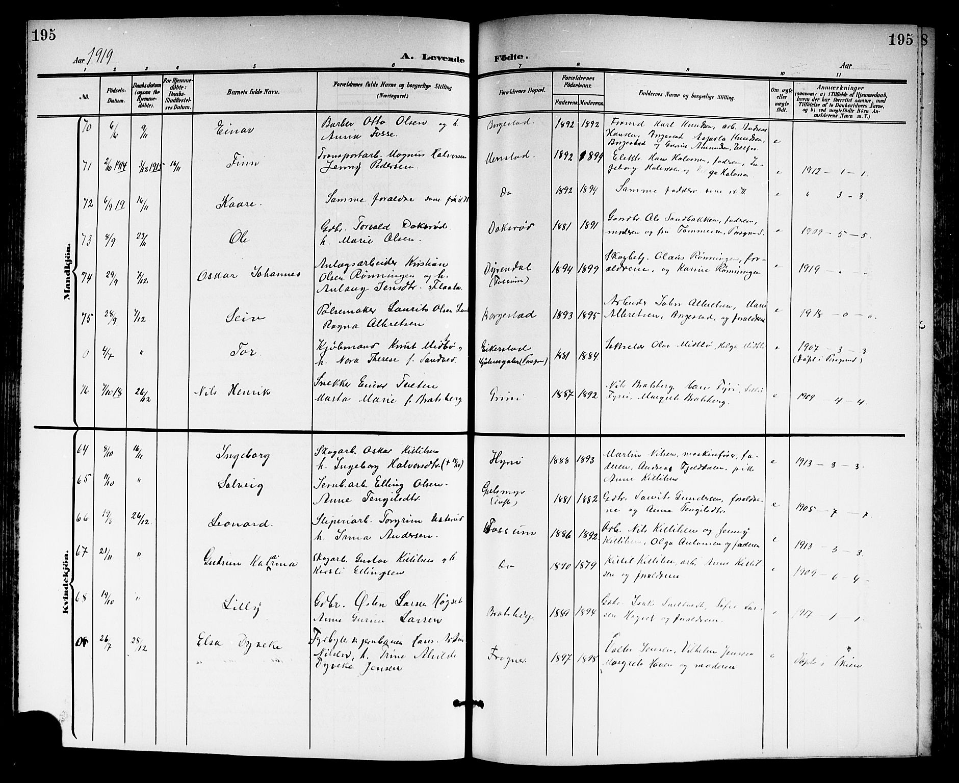 Gjerpen kirkebøker, AV/SAKO-A-265/G/Ga/L0003: Parish register (copy) no. I 3, 1901-1919, p. 195