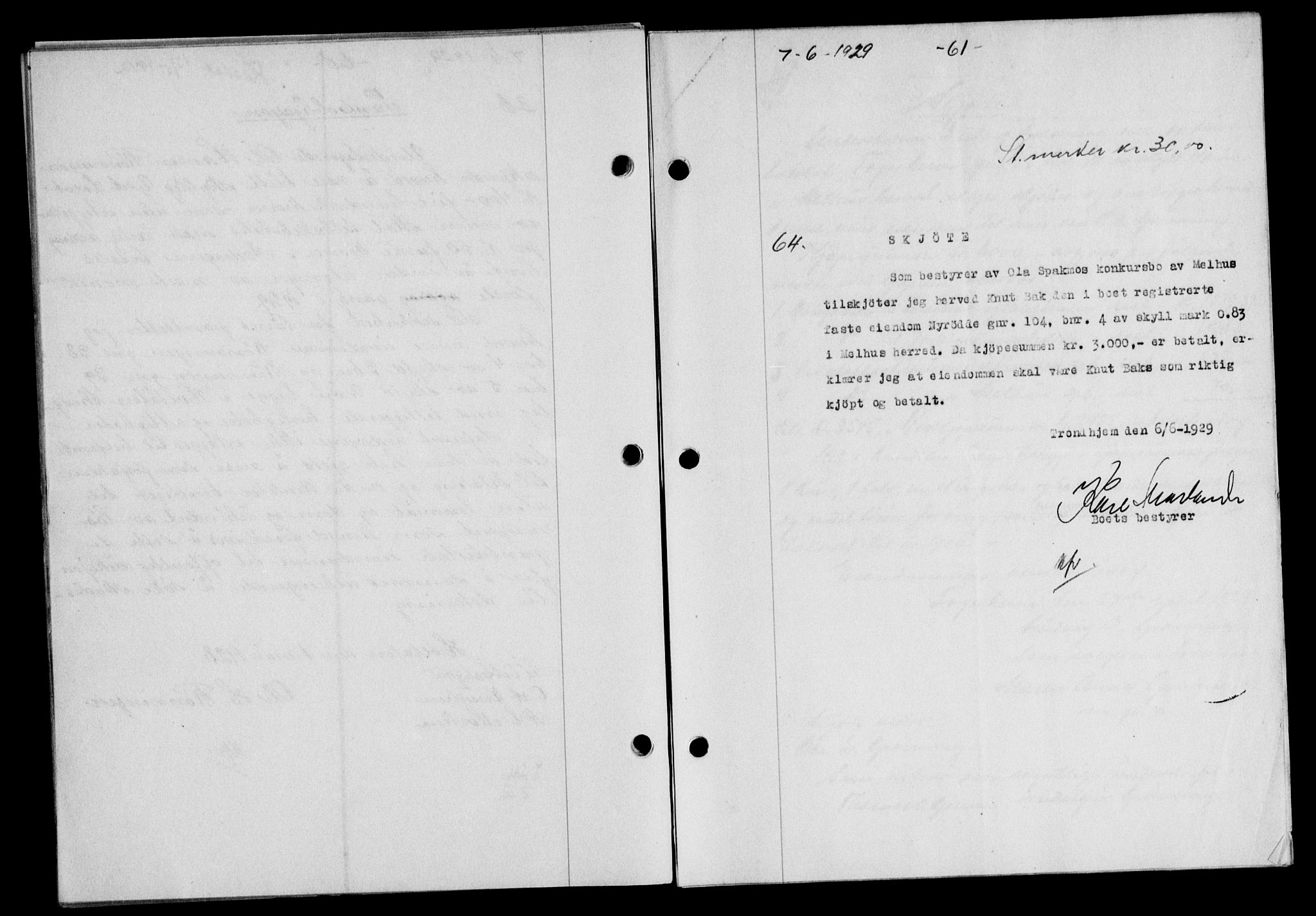 Gauldal sorenskriveri, AV/SAT-A-0014/1/2/2C/L0038: Mortgage book no. 39, 1929-1930, Deed date: 07.06.1929