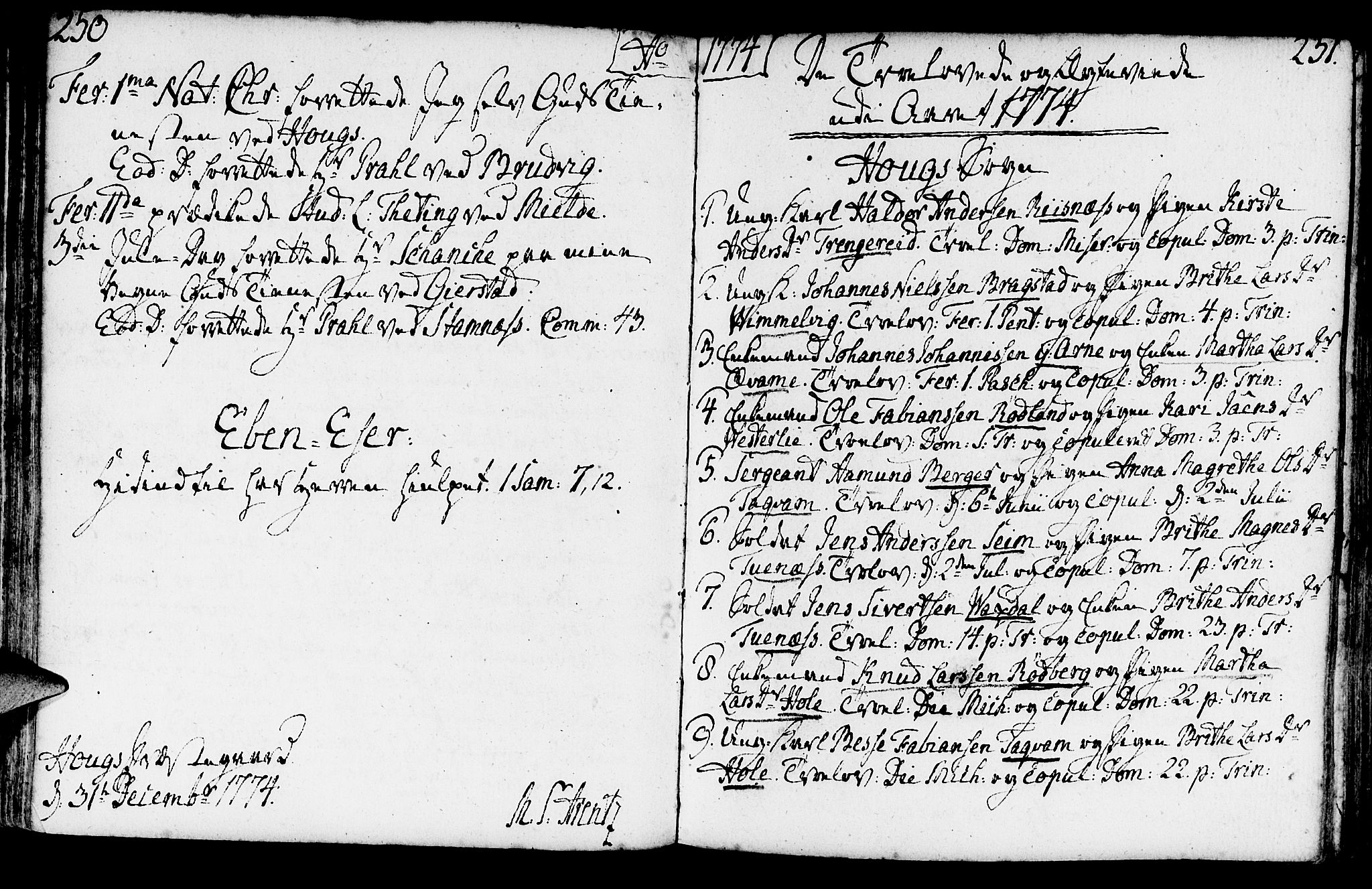 Haus sokneprestembete, SAB/A-75601/H/Haa: Parish register (official) no. A 9, 1767-1781, p. 250-251
