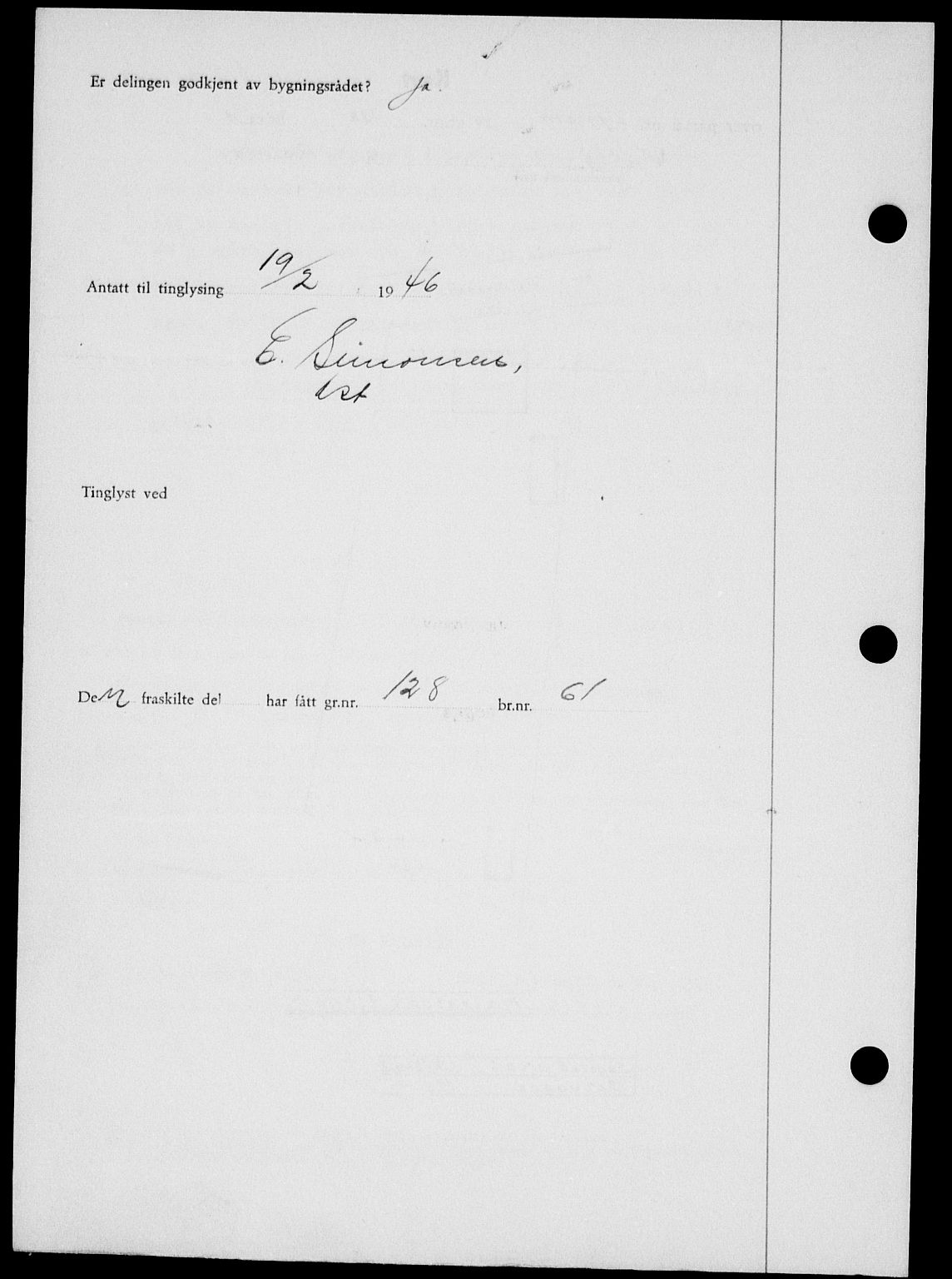 Onsøy sorenskriveri, SAO/A-10474/G/Ga/Gab/L0015: Mortgage book no. II A-15, 1945-1946, Diary no: : 349/1946