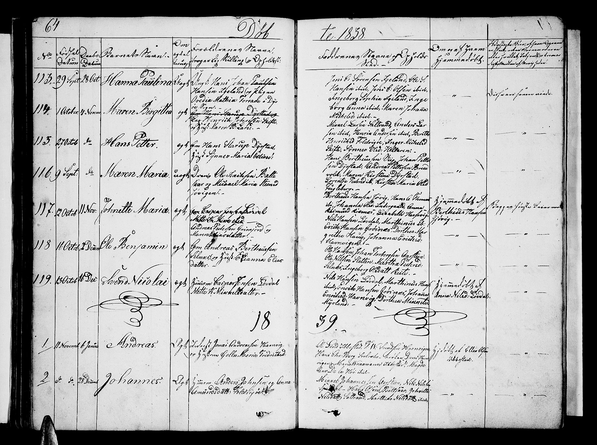 Ibestad sokneprestembete, SATØ/S-0077/H/Ha/Hab/L0003klokker: Parish register (copy) no. 3, 1833-1852, p. 64