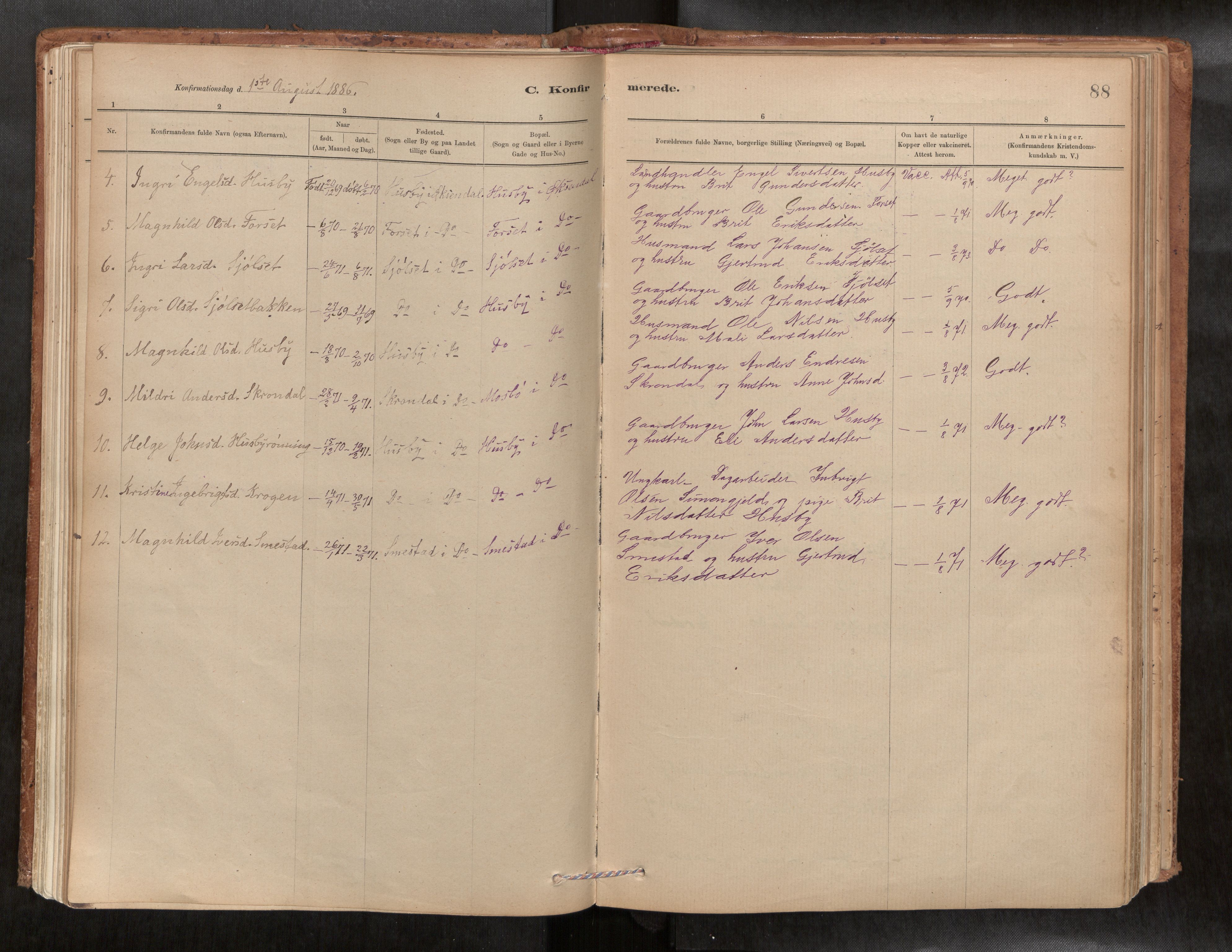 Ministerialprotokoller, klokkerbøker og fødselsregistre - Møre og Romsdal, AV/SAT-A-1454/588/L1006: Parish register (official) no. 588A03, 1886-1912, p. 88