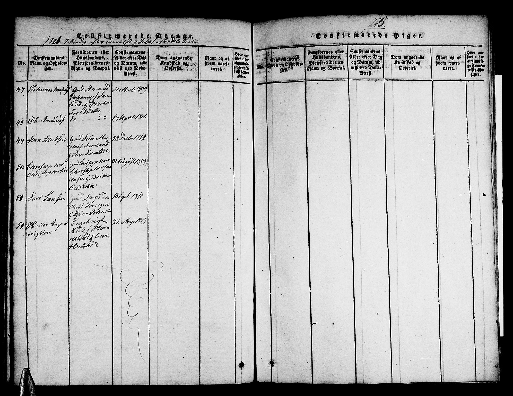 Strandebarm sokneprestembete, SAB/A-78401/H/Haa: Parish register (official) no. A 5, 1816-1826, p. 265