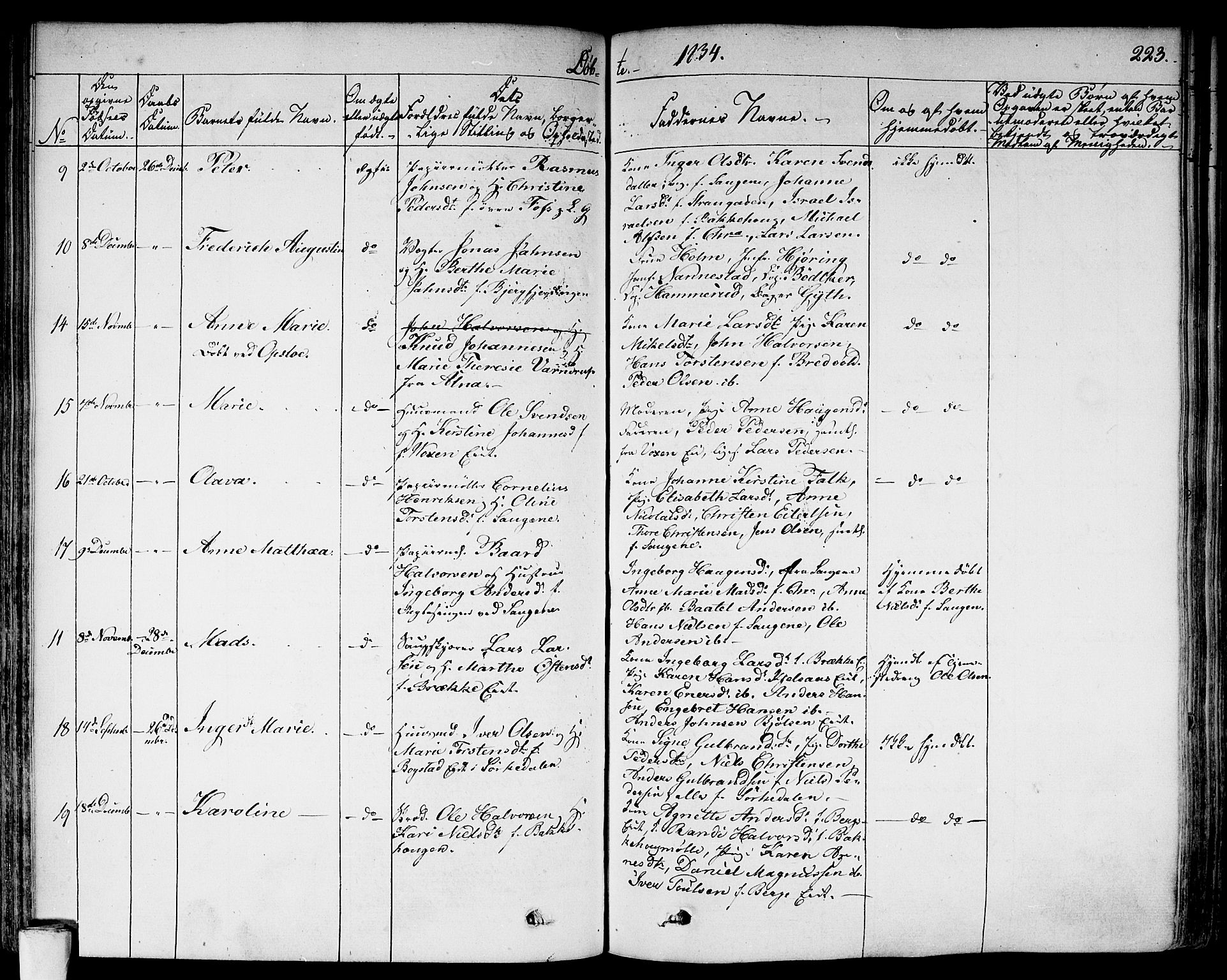 Aker prestekontor kirkebøker, AV/SAO-A-10861/F/L0013: Parish register (official) no. 13, 1828-1837, p. 223