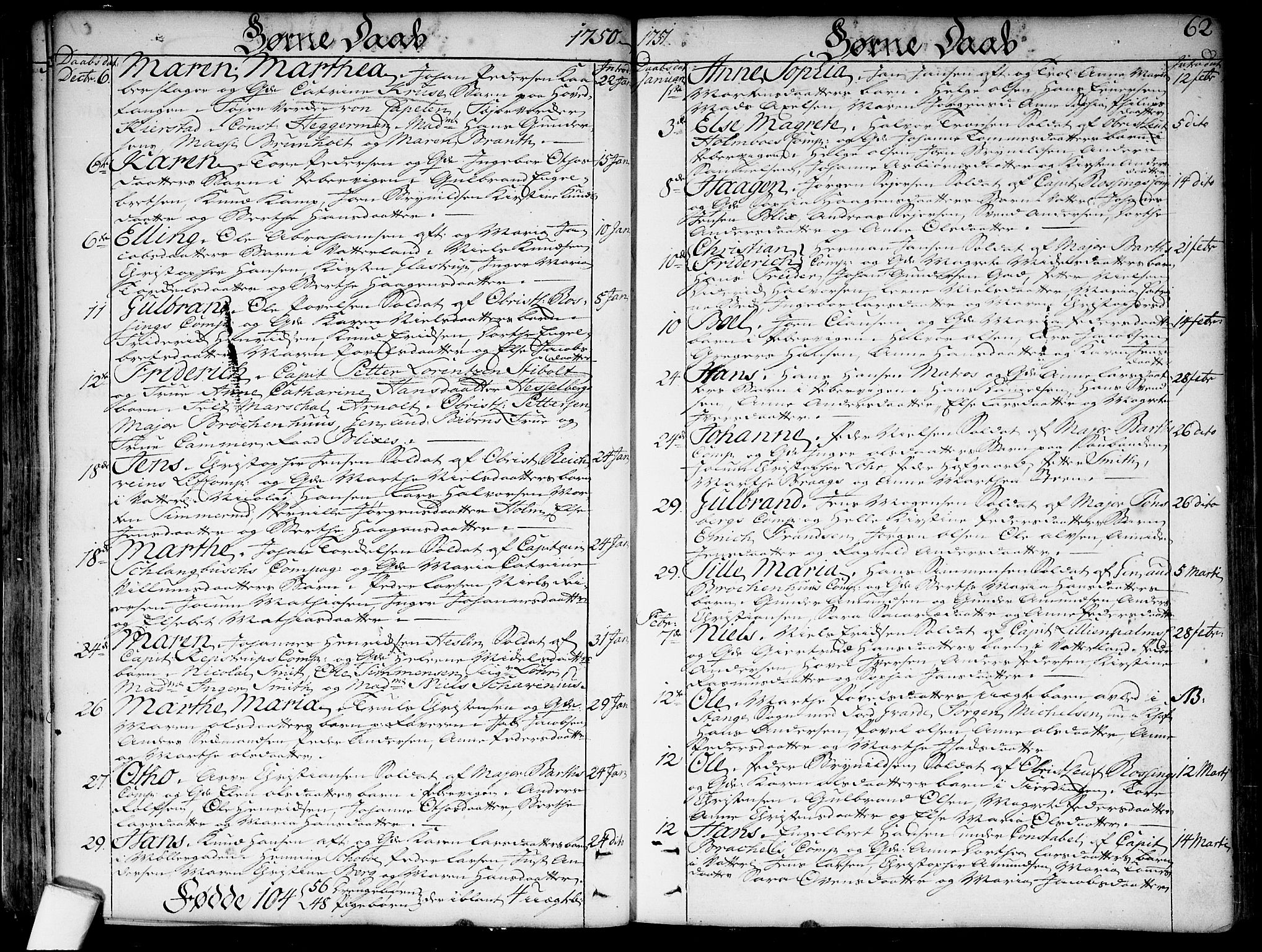 Garnisonsmenigheten Kirkebøker, SAO/A-10846/F/Fa/L0001: Parish register (official) no. 1, 1734-1756, p. 62