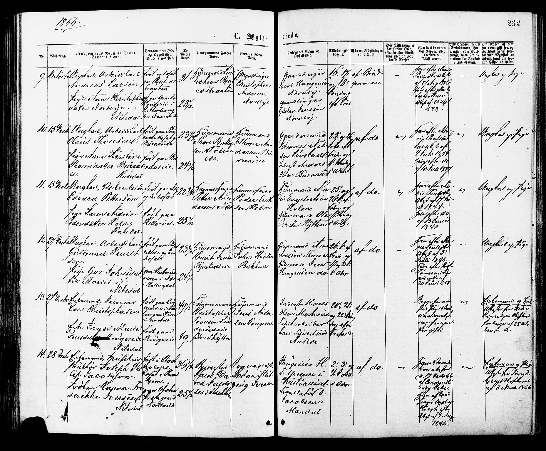 Nittedal prestekontor Kirkebøker, AV/SAO-A-10365a/F/Fa/L0006: Parish register (official) no. I 6, 1863-1878, p. 232