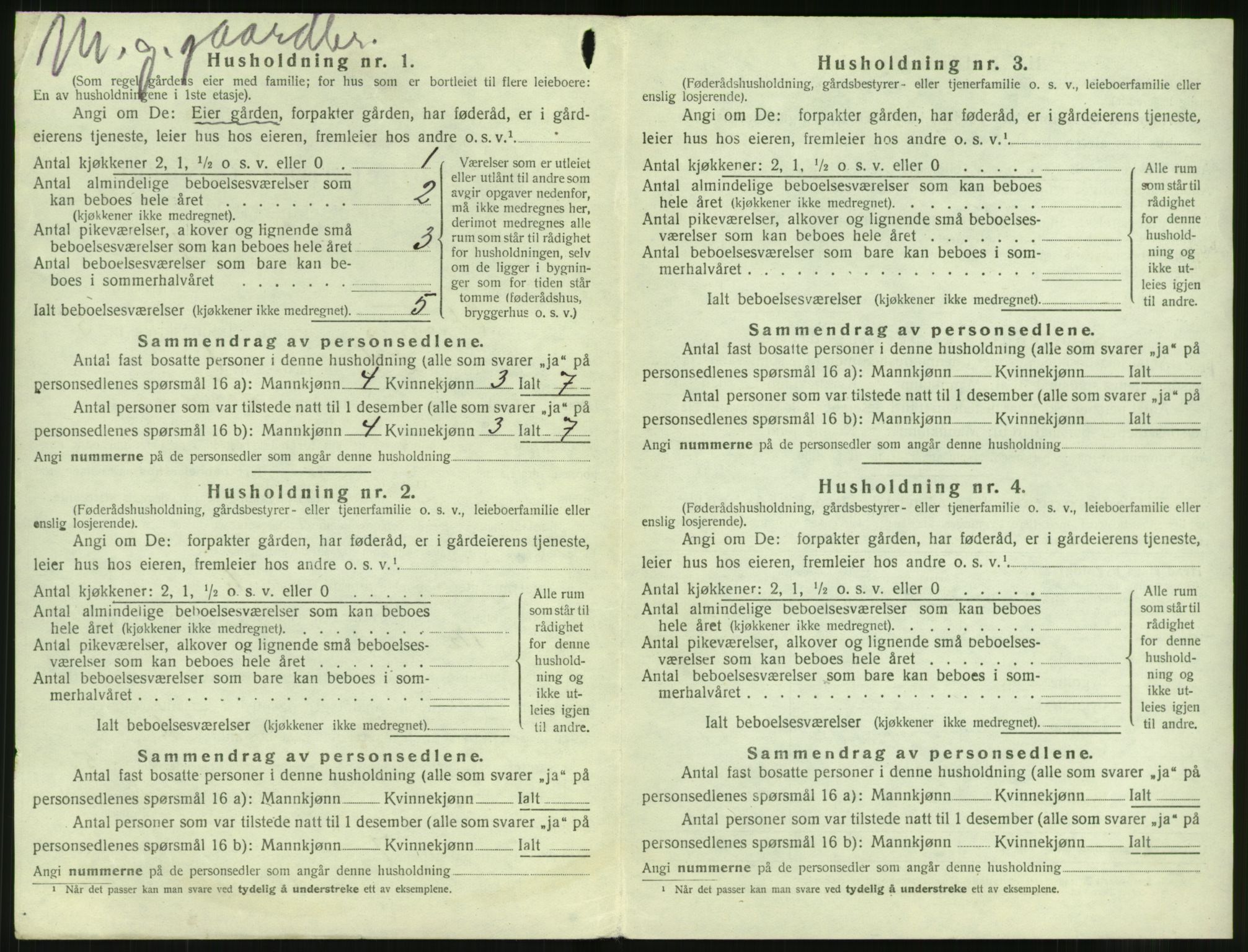 SAT, 1920 census for Vestnes, 1920, p. 580