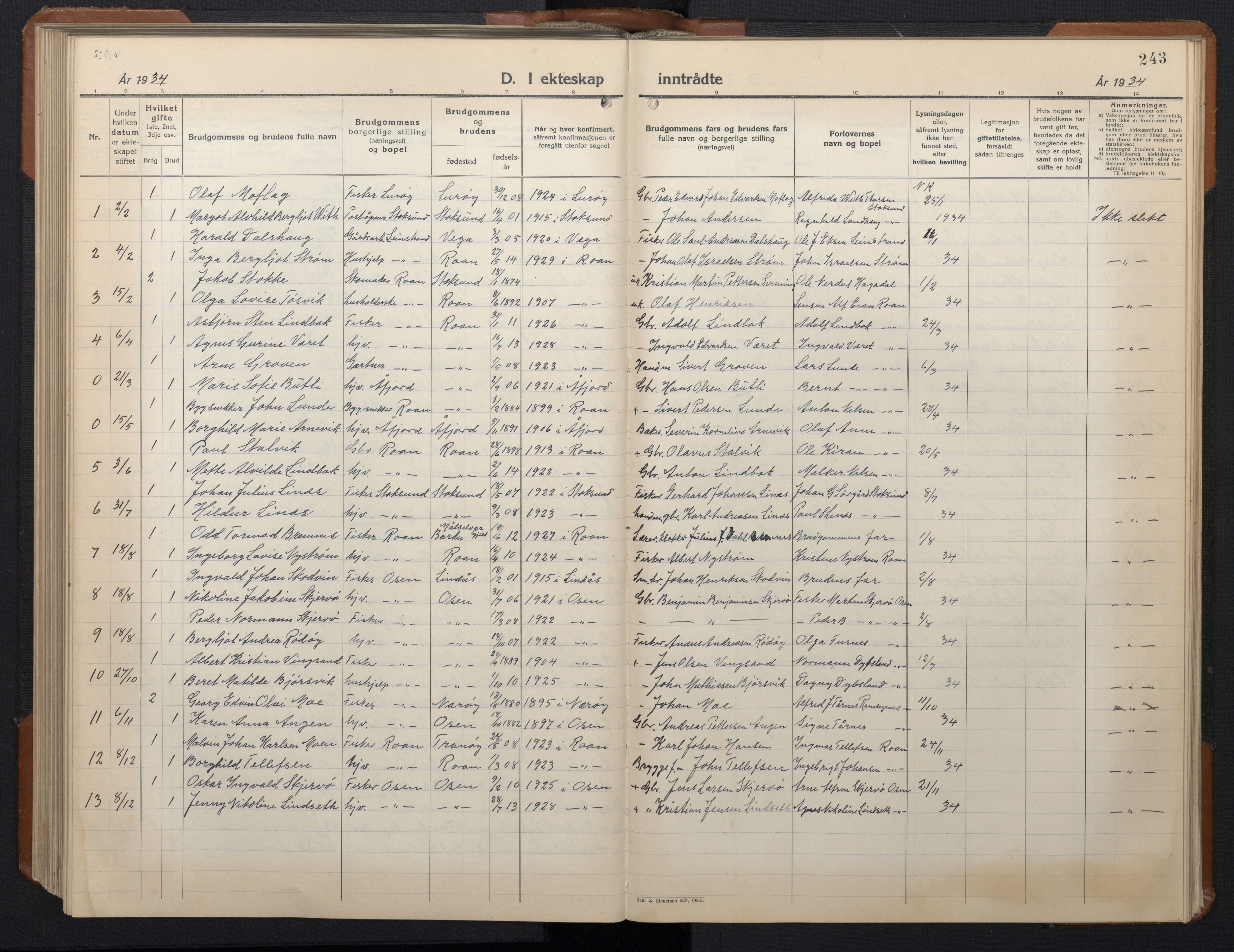 Ministerialprotokoller, klokkerbøker og fødselsregistre - Sør-Trøndelag, SAT/A-1456/657/L0718: Parish register (copy) no. 657C05, 1923-1948, p. 243
