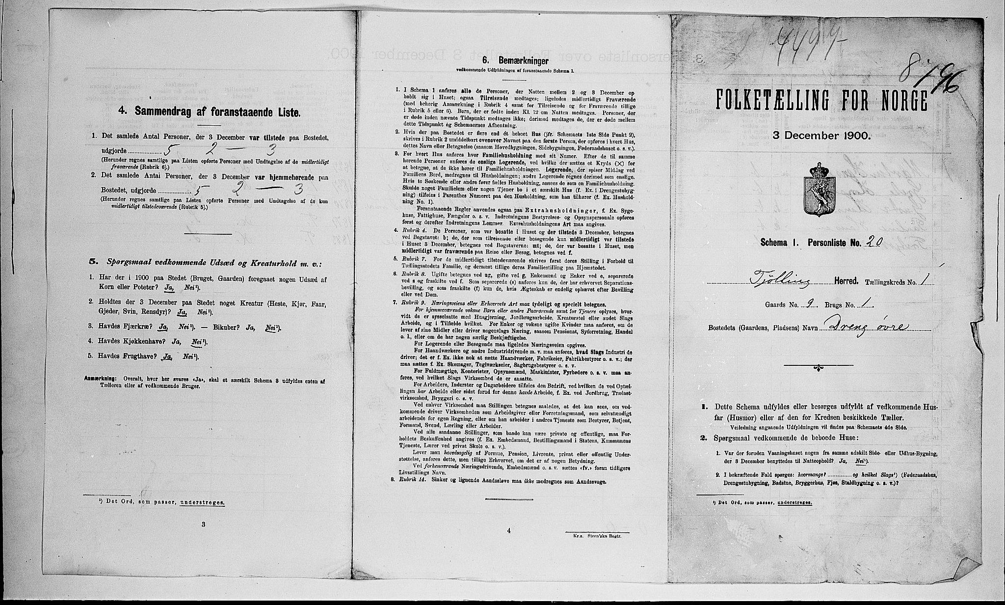 RA, 1900 census for Tjølling, 1900, p. 25