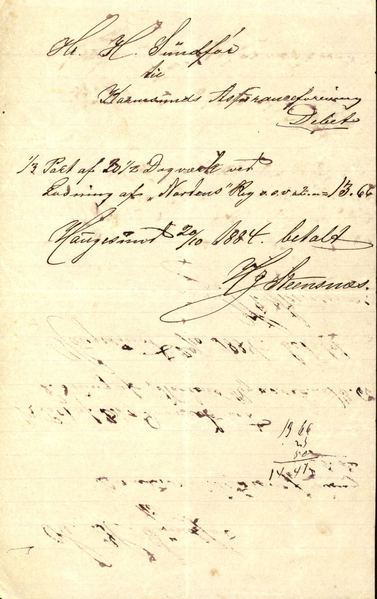 Pa 63 - Østlandske skibsassuranceforening, VEMU/A-1079/G/Ga/L0017/0004: Havaridokumenter / Norden, Alf, Alert, Alpha, Alf av Tønsberg, 1884, p. 27