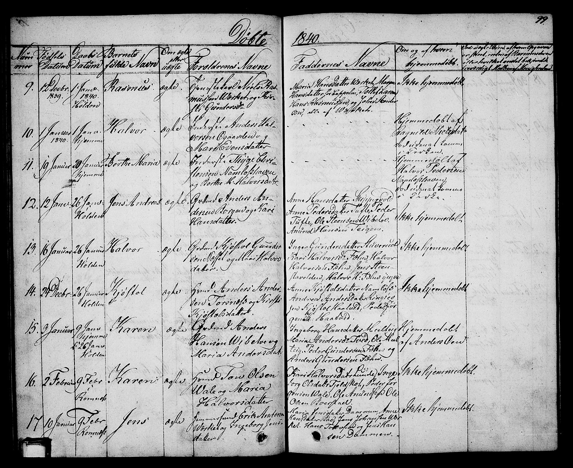 Holla kirkebøker, AV/SAKO-A-272/G/Ga/L0002: Parish register (copy) no. I 2, 1830-1848, p. 99