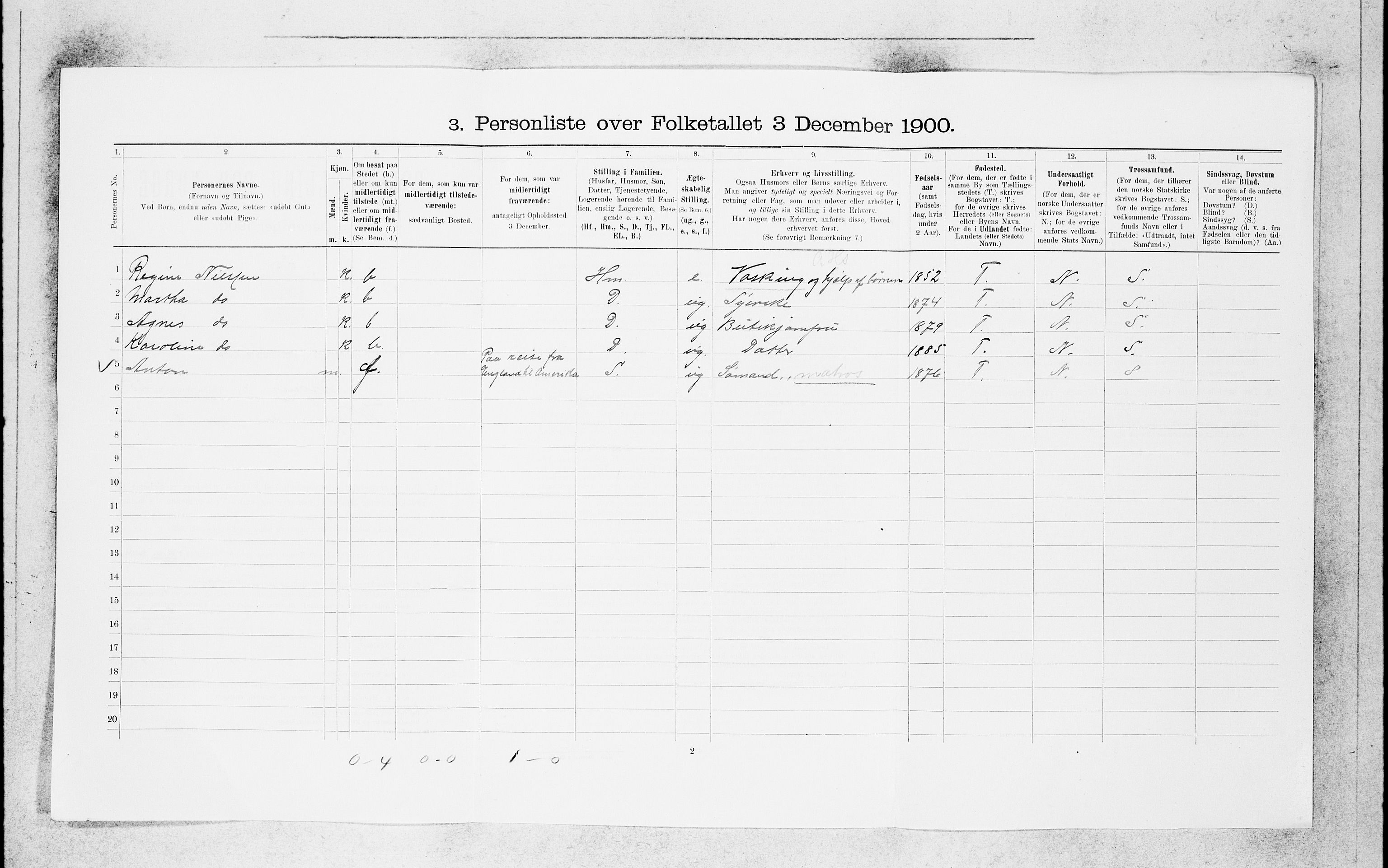 SAB, 1900 census for Bergen, 1900, p. 5350