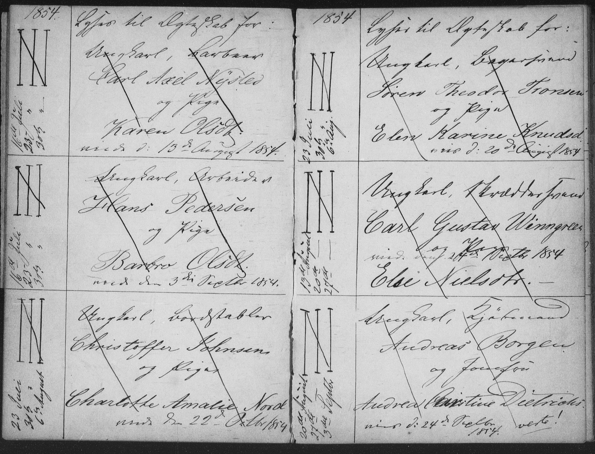 Bragernes kirkebøker, AV/SAKO-A-6/H/Ha/L0003: Banns register no. 3, 1854-1859