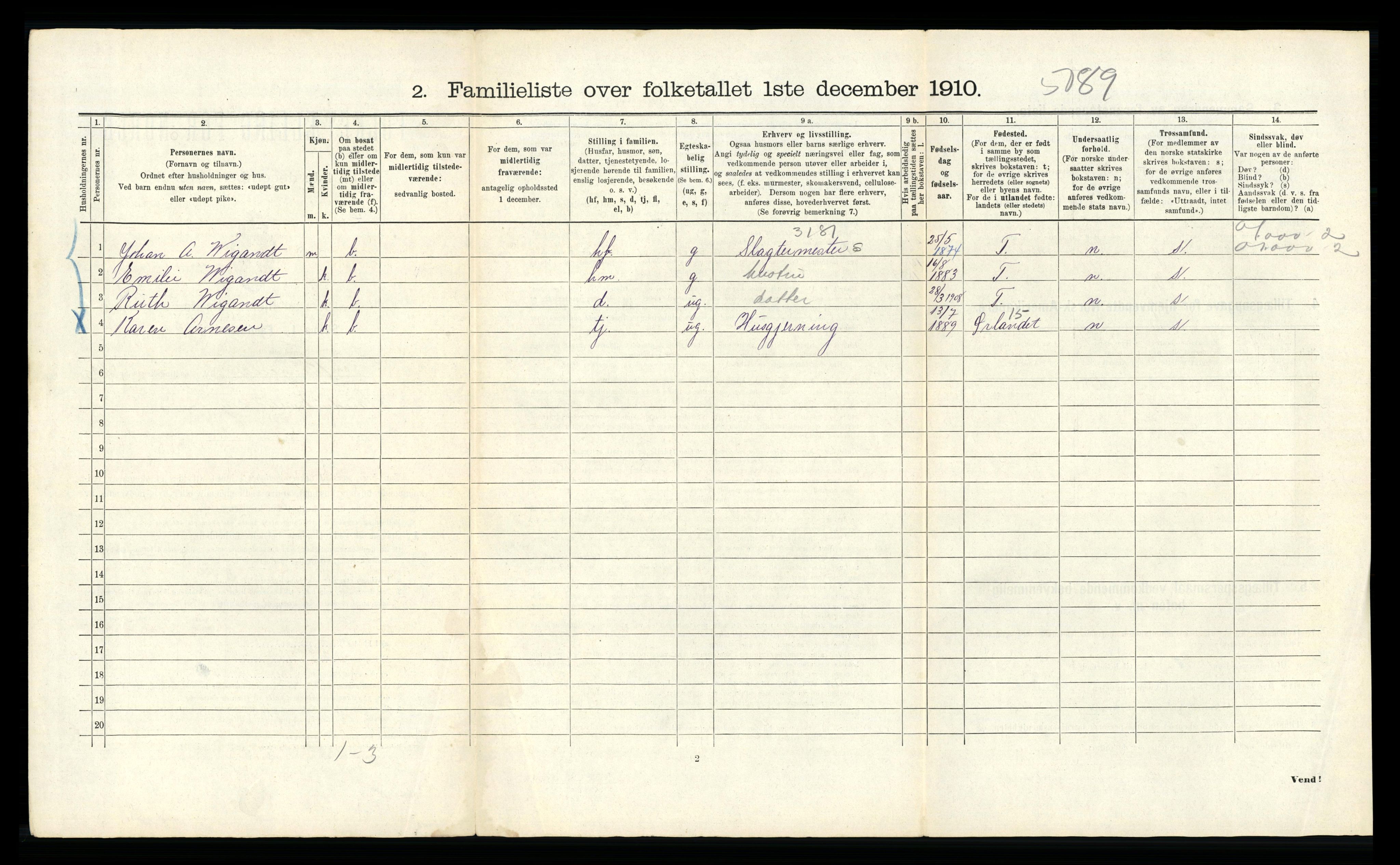 RA, 1910 census for Bergen, 1910, p. 37872