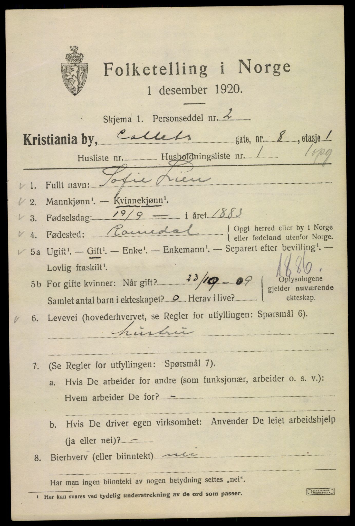 SAO, 1920 census for Kristiania, 1920, p. 187933