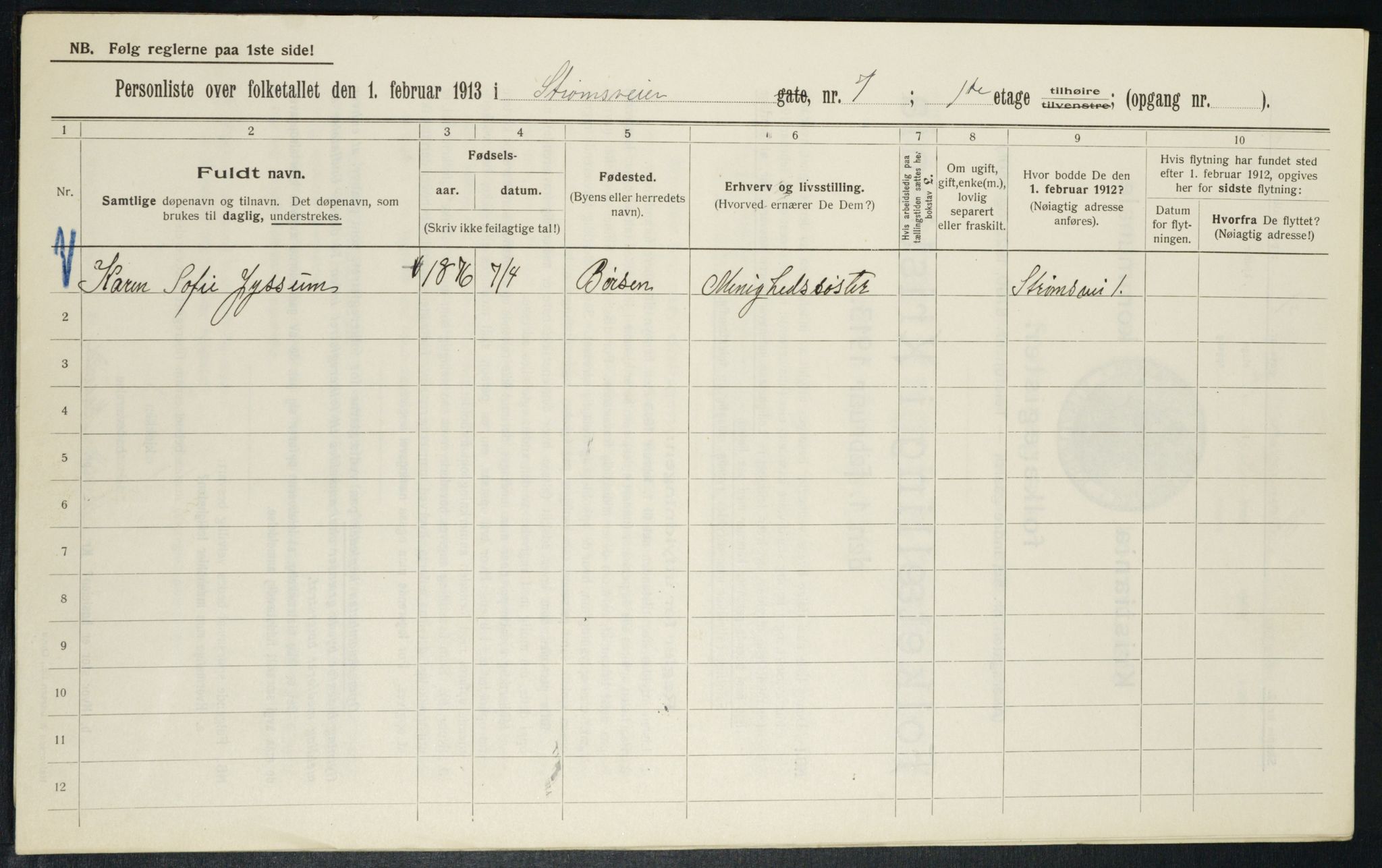 OBA, Municipal Census 1913 for Kristiania, 1913, p. 104036