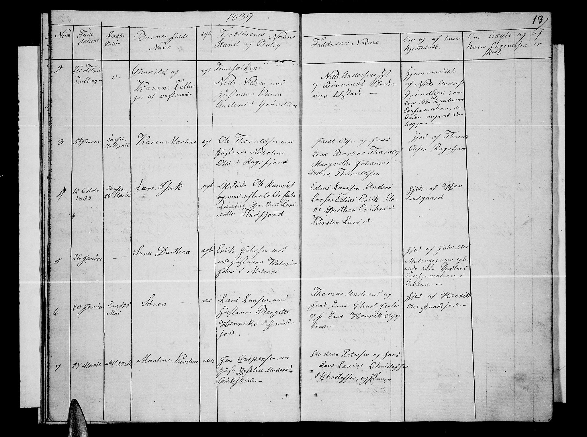 Lenvik sokneprestembete, SATØ/S-1310/H/Ha/Hab/L0002klokker: Parish register (copy) no. 2, 1838-1843, p. 13