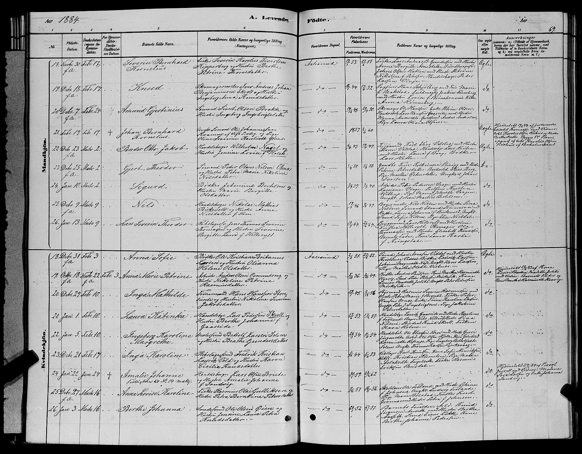 Ministerialprotokoller, klokkerbøker og fødselsregistre - Møre og Romsdal, SAT/A-1454/529/L0466: Parish register (copy) no. 529C03, 1878-1888, p. 69