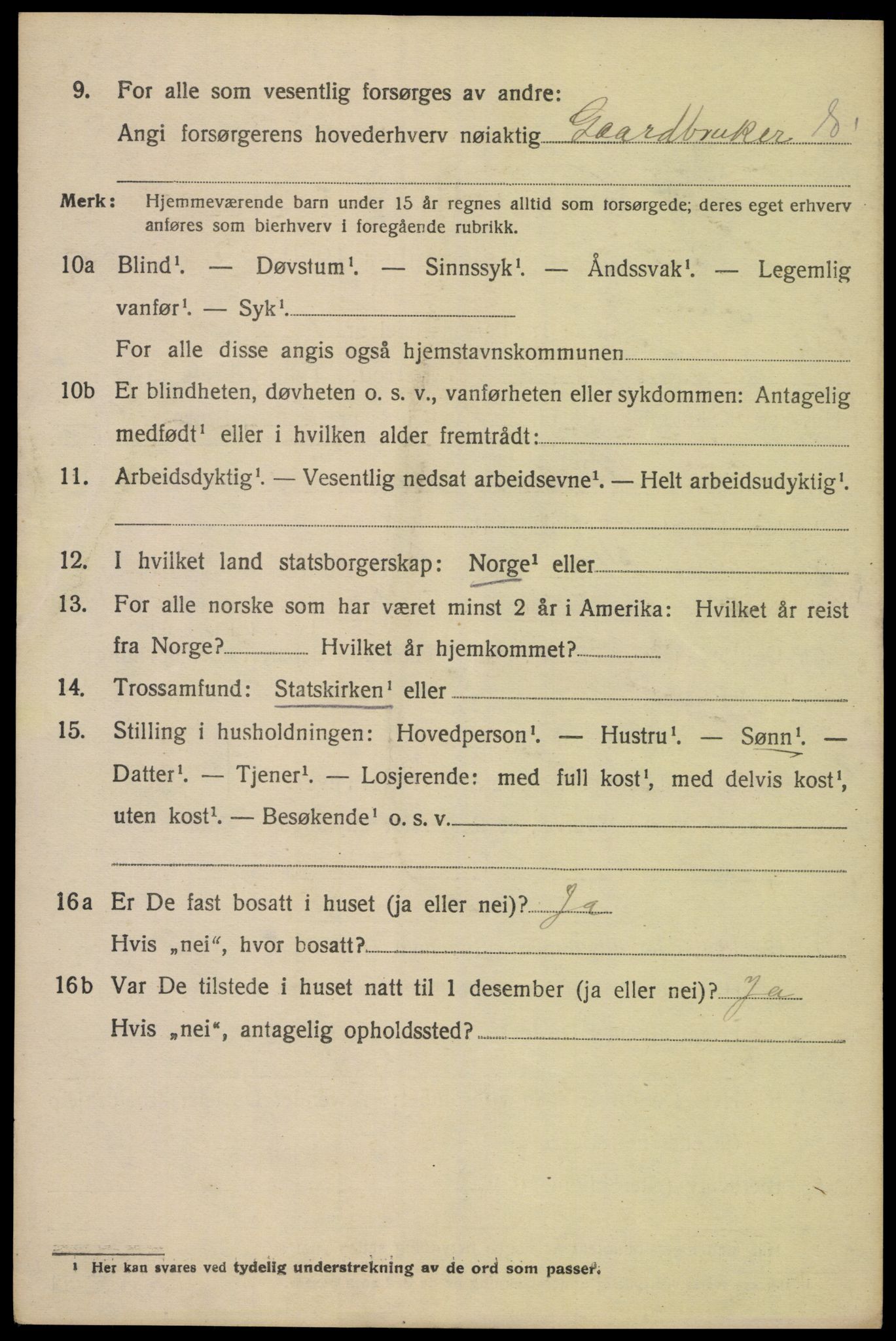 SAK, 1920 census for Randesund, 1920, p. 1069