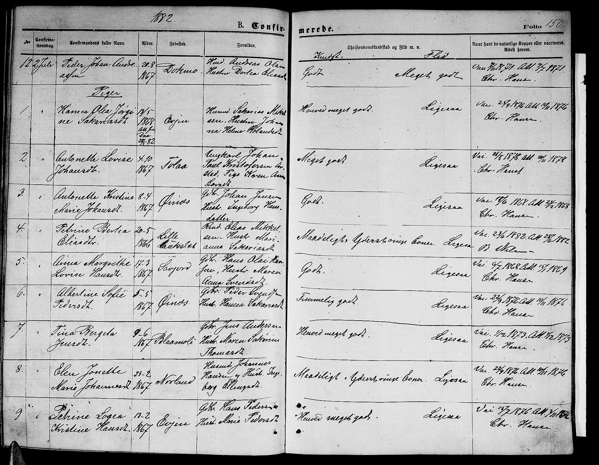 Ministerialprotokoller, klokkerbøker og fødselsregistre - Nordland, SAT/A-1459/846/L0653: Parish register (copy) no. 846C03, 1872-1887, p. 150
