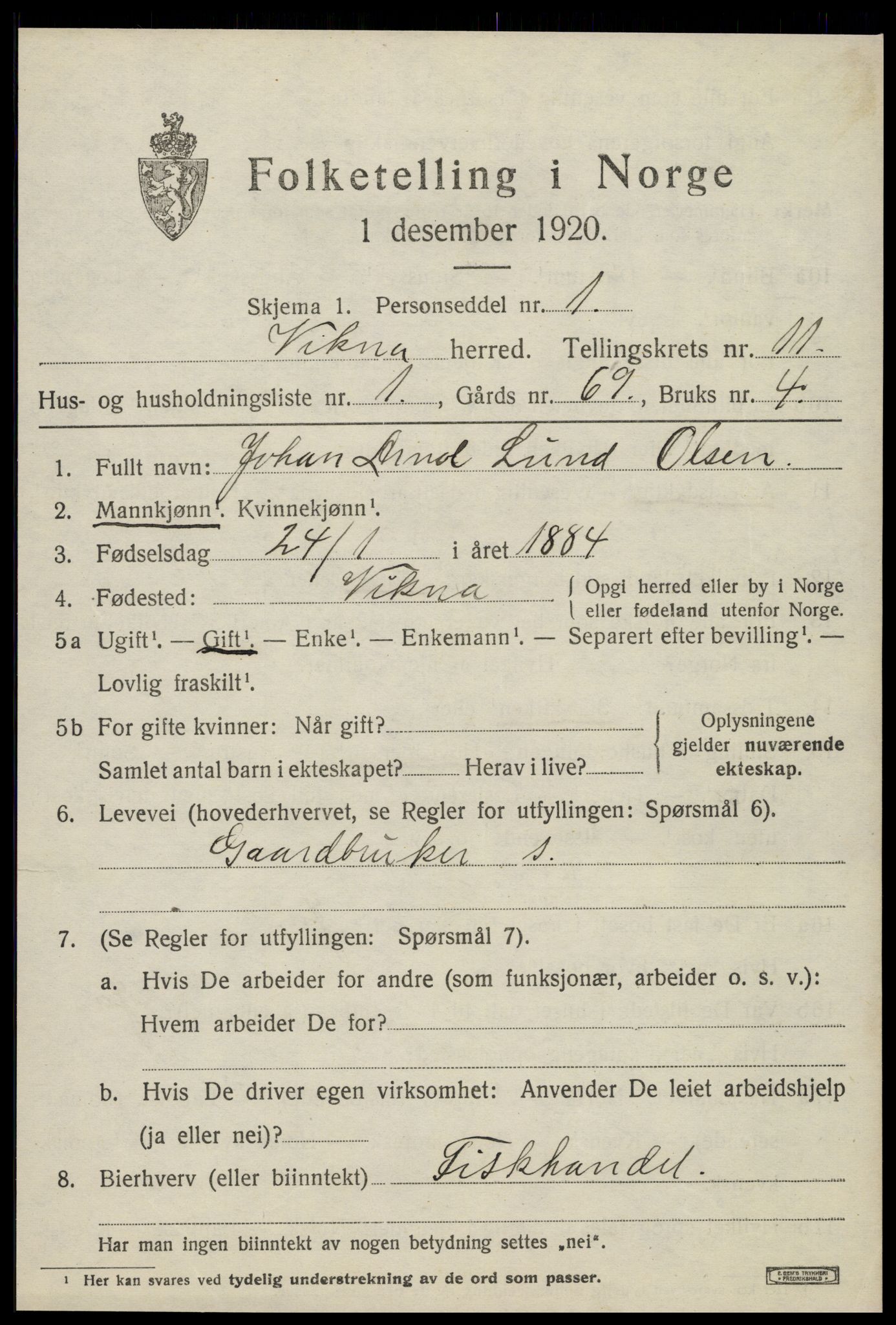 SAT, 1920 census for Vikna, 1920, p. 7345