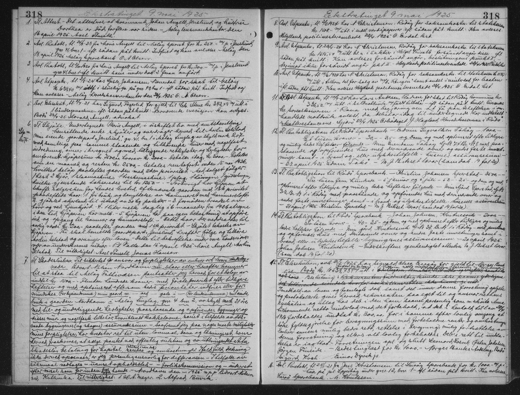 Rana sorenskriveri , AV/SAT-A-1108/1/2/2C/L0018: Mortgage book no. 18, 1923-1928, p. 318, Deed date: 09.05.1925
