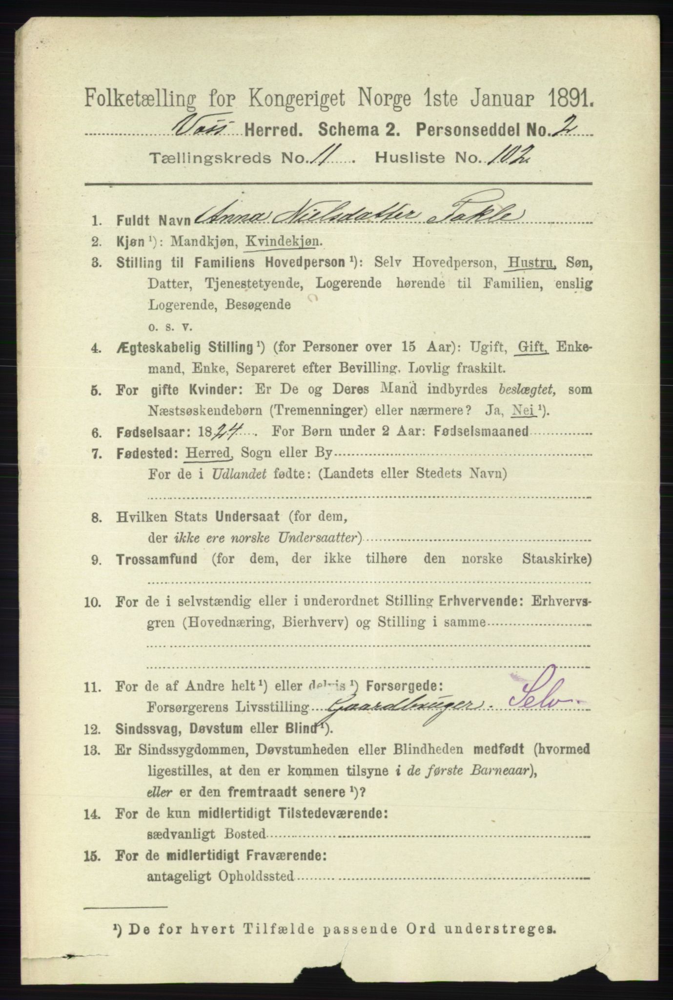 RA, 1891 census for 1235 Voss, 1891, p. 6410