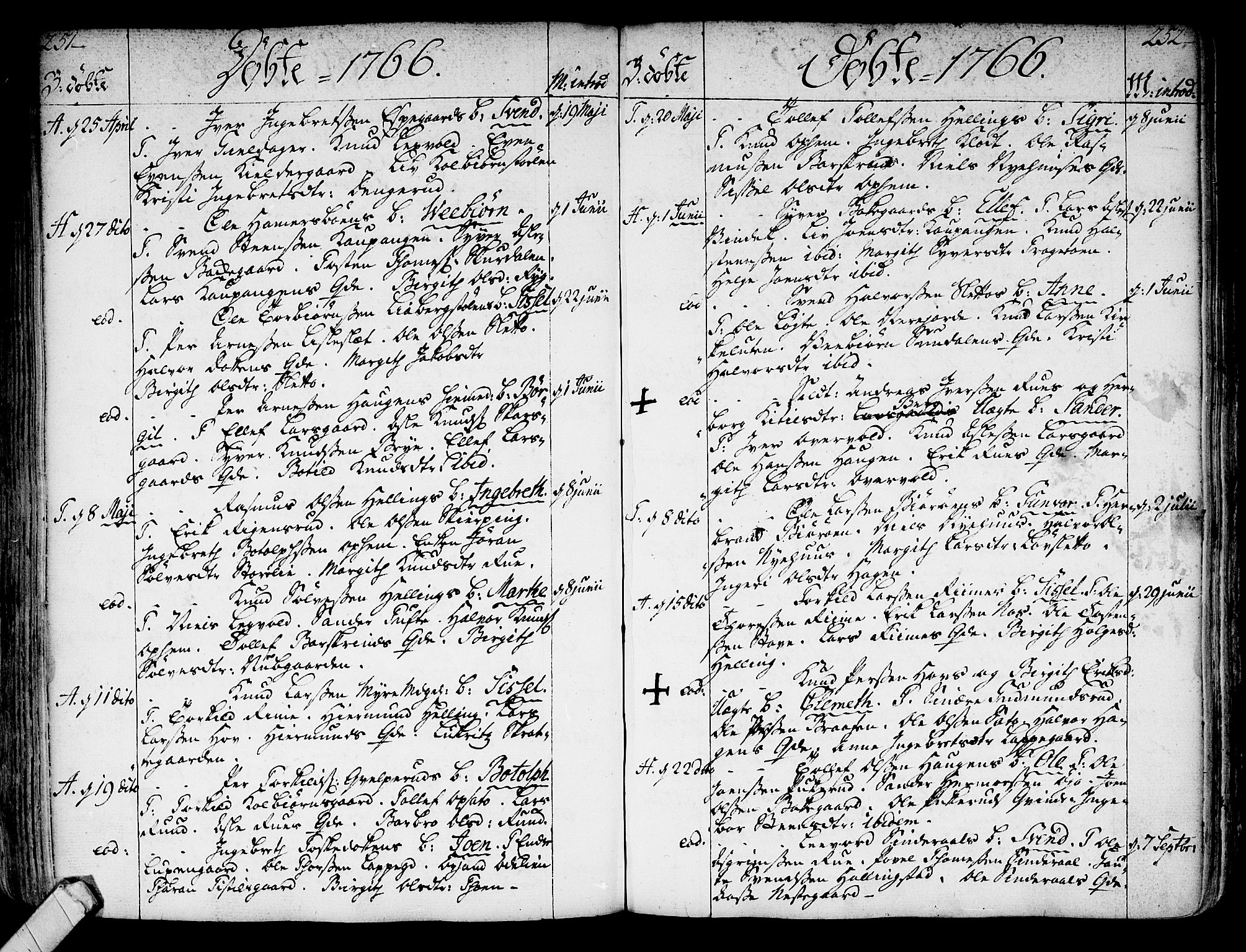 Ål kirkebøker, AV/SAKO-A-249/F/Fa/L0001: Parish register (official) no. I 1, 1744-1769, p. 251-252