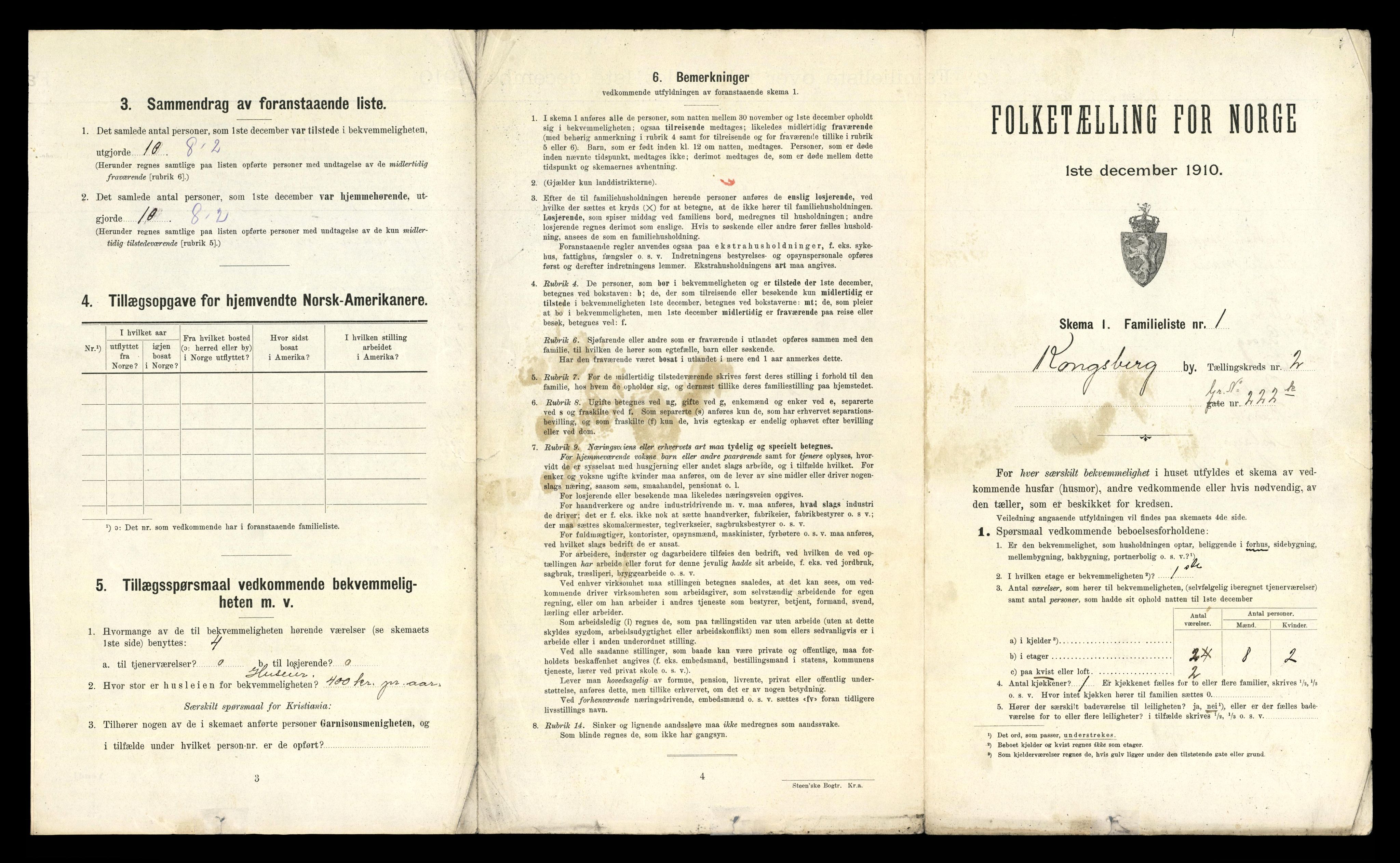 RA, 1910 census for Kongsberg, 1910, p. 1334