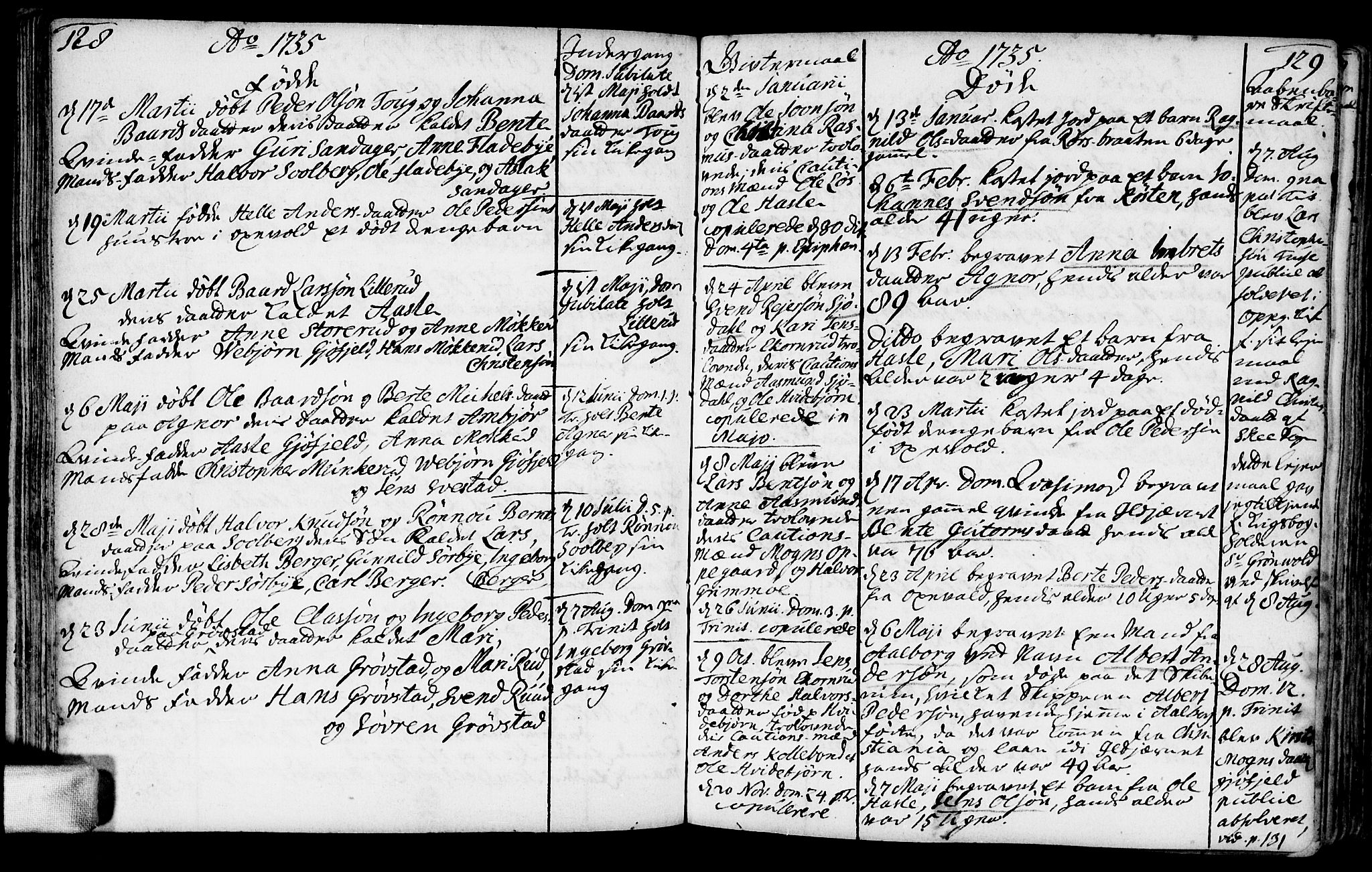 Nesodden prestekontor Kirkebøker, AV/SAO-A-10013/F/Fa/L0001: Parish register (official) no. I 1, 1709-1750, p. 128-129