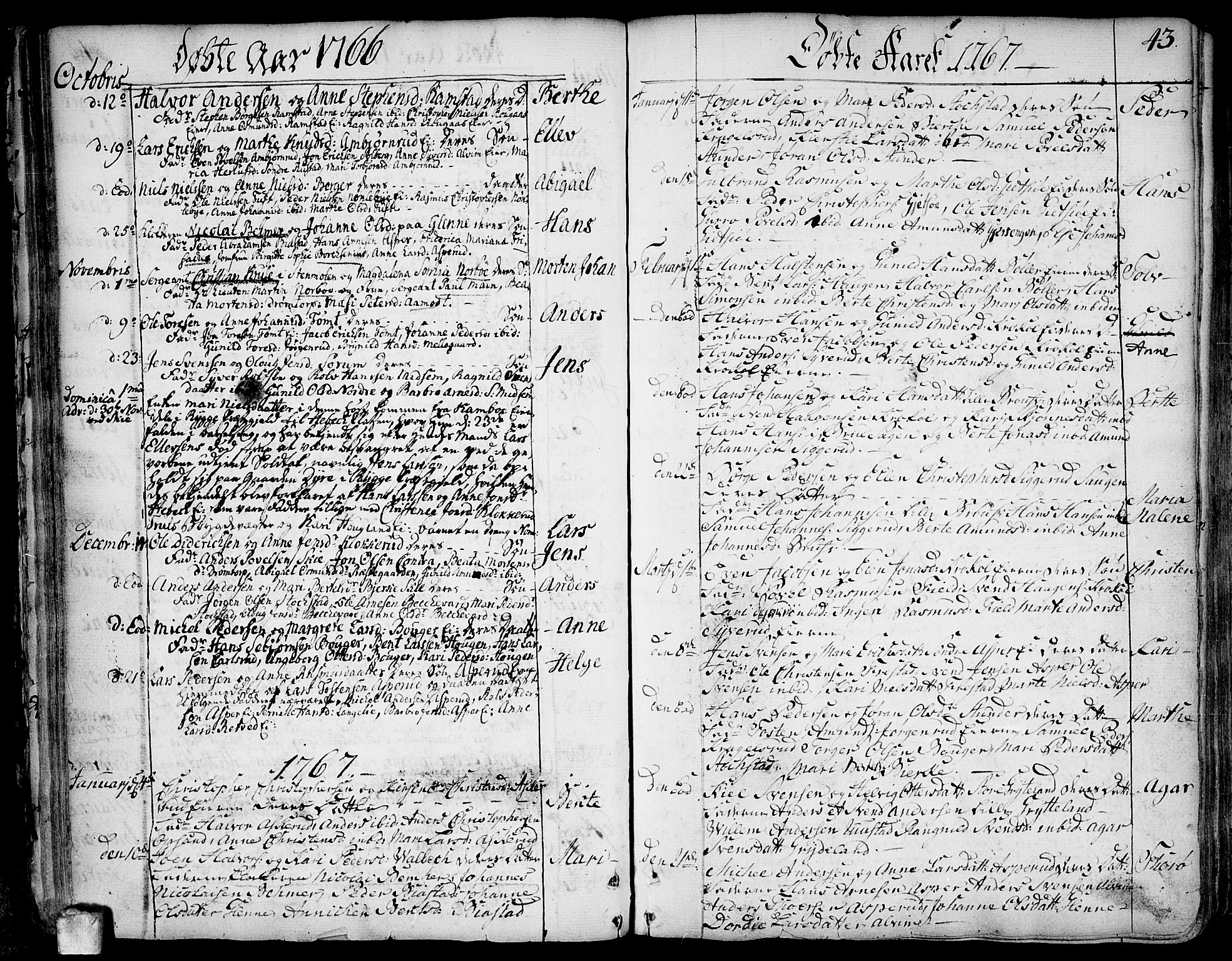 Kråkstad prestekontor Kirkebøker, SAO/A-10125a/F/Fa/L0001: Parish register (official) no. I 1, 1736-1785, p. 43