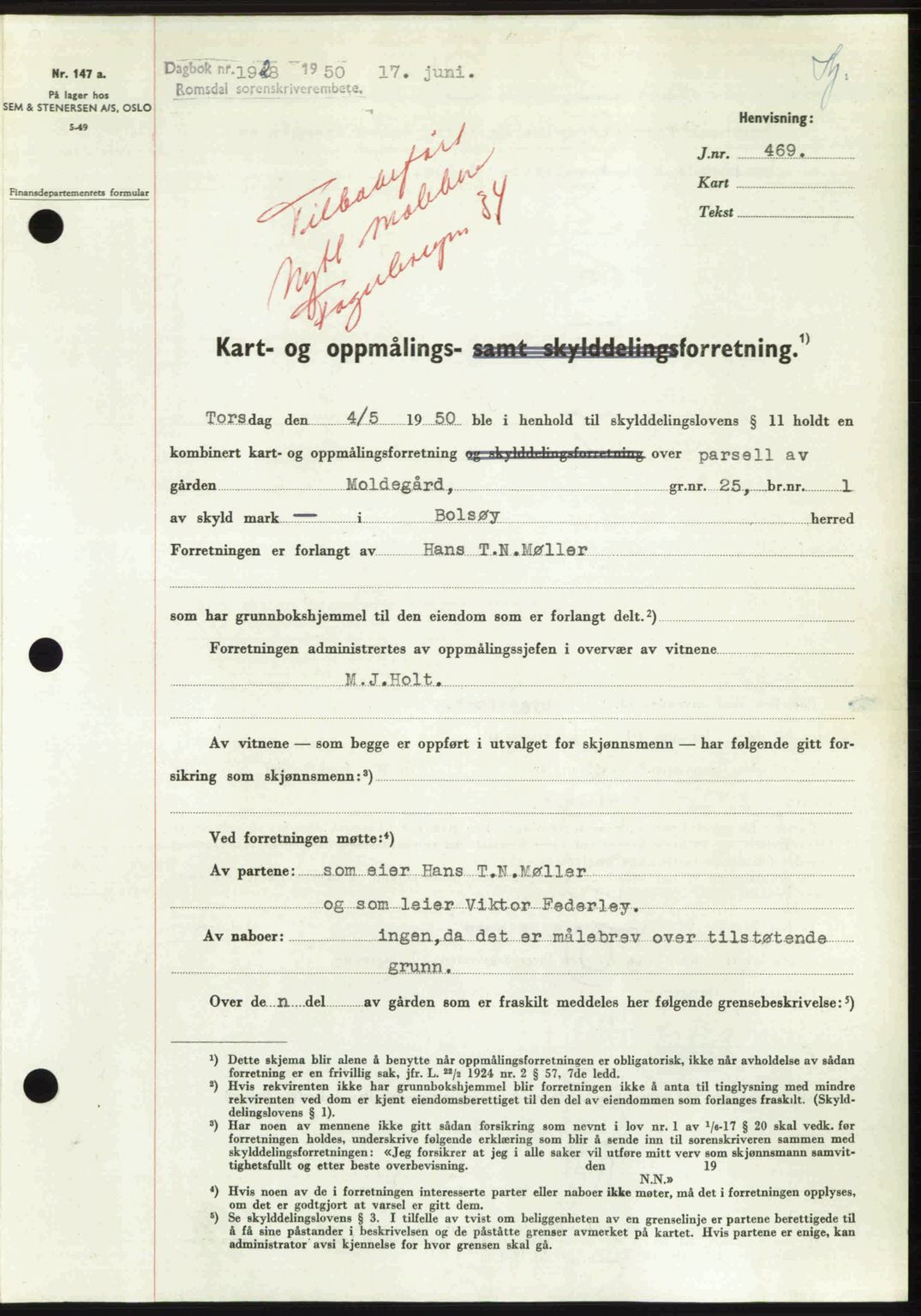 Romsdal sorenskriveri, SAT/A-4149/1/2/2C: Mortgage book no. A33, 1950-1950, Diary no: : 1928/1950