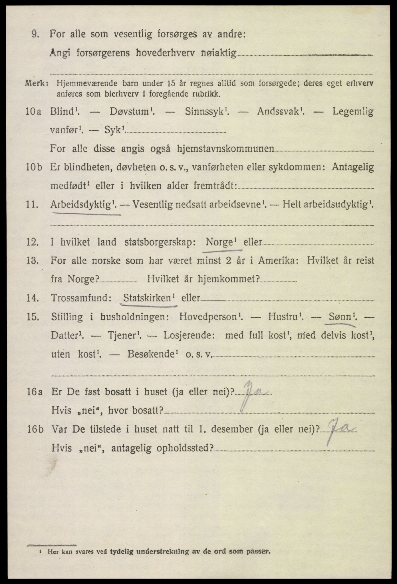 SAK, 1920 census for Øyestad, 1920, p. 2603