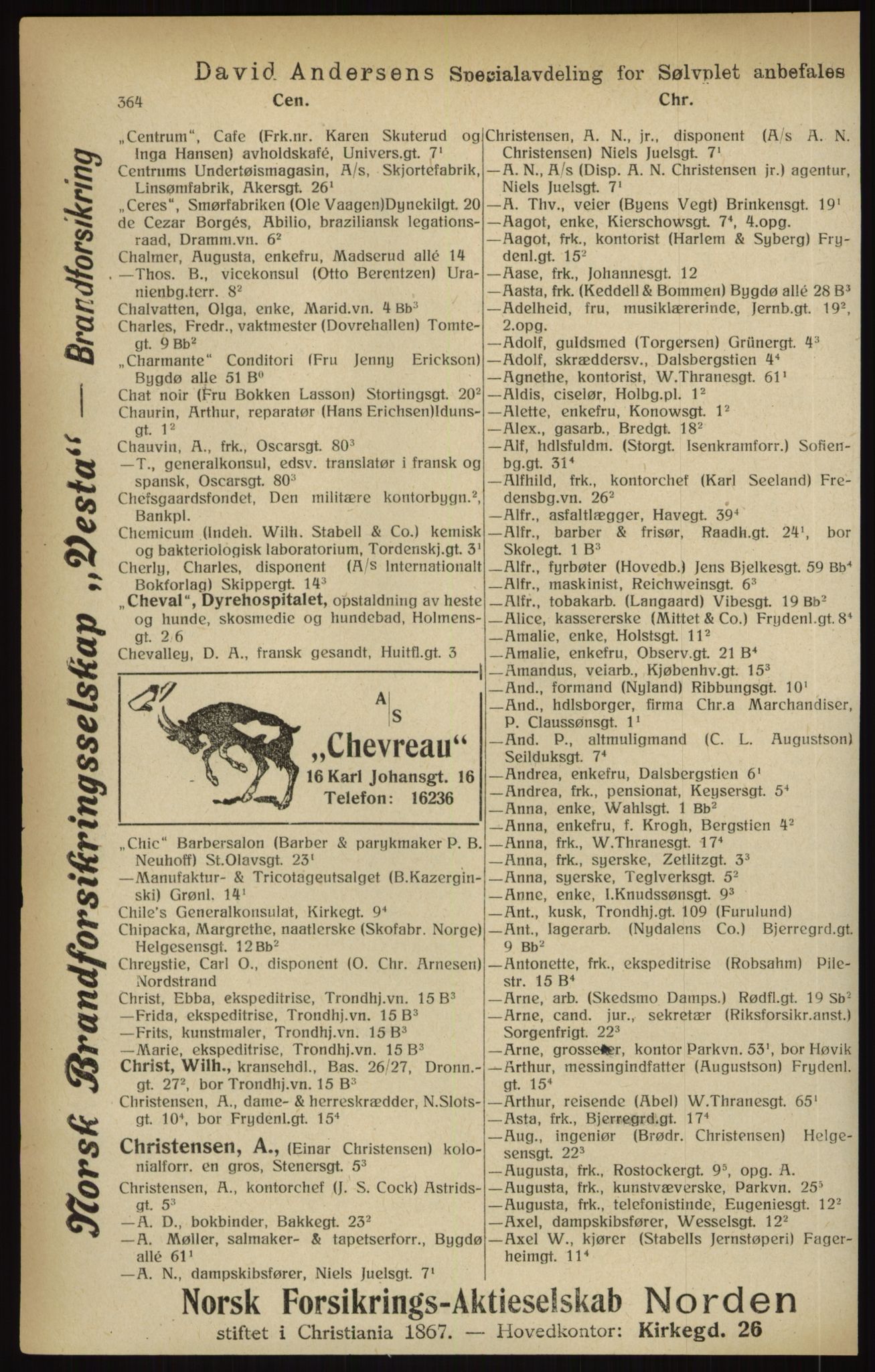 Kristiania/Oslo adressebok, PUBL/-, 1916, p. 364