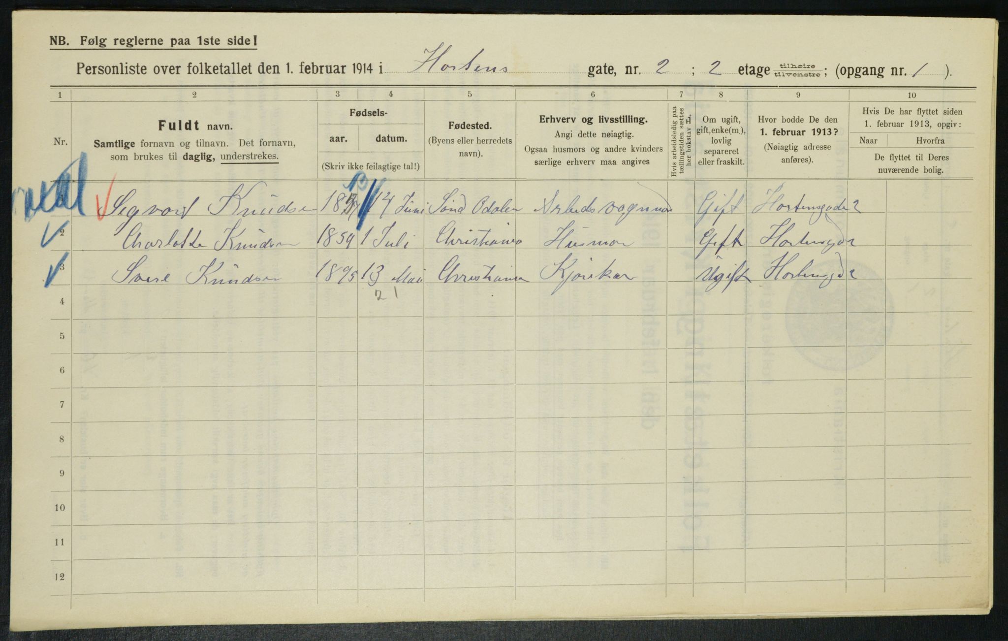 OBA, Municipal Census 1914 for Kristiania, 1914, p. 41460