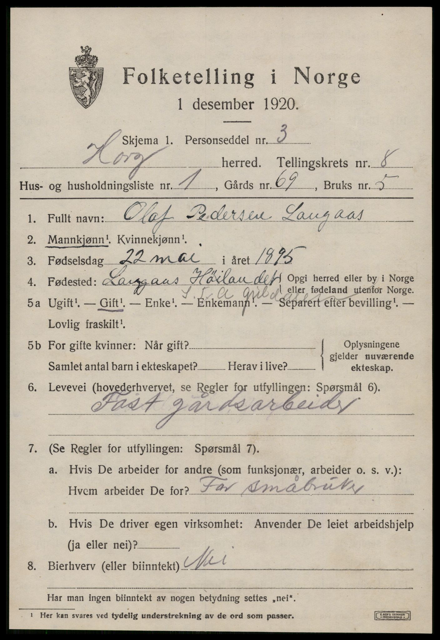 SAT, 1920 census for Horg, 1920, p. 4820