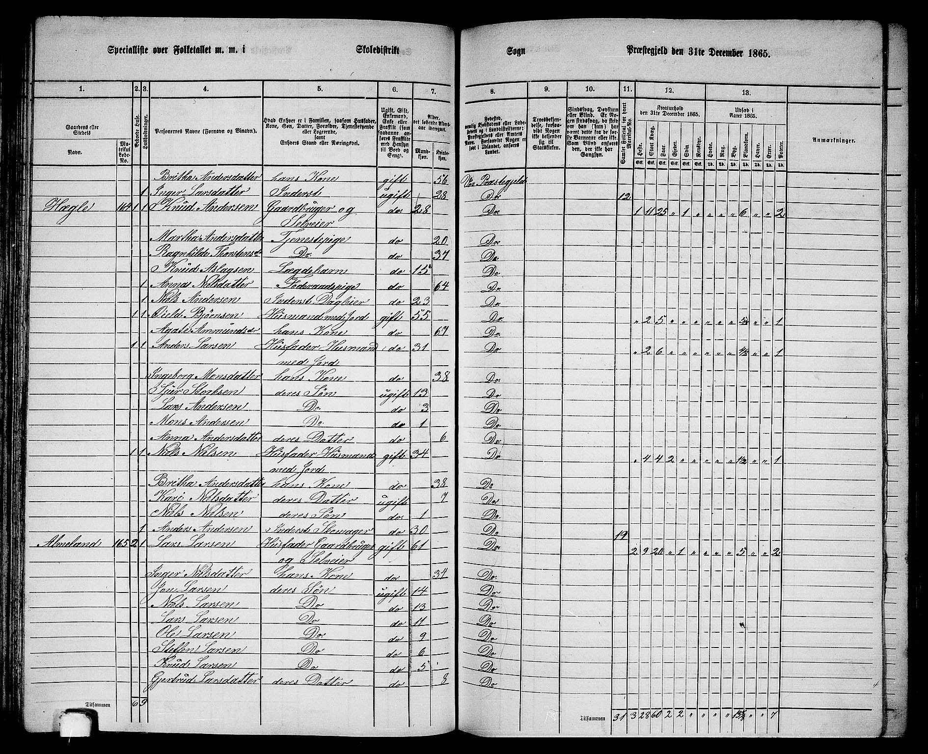 RA, 1865 census for Voss, 1865, p. 97