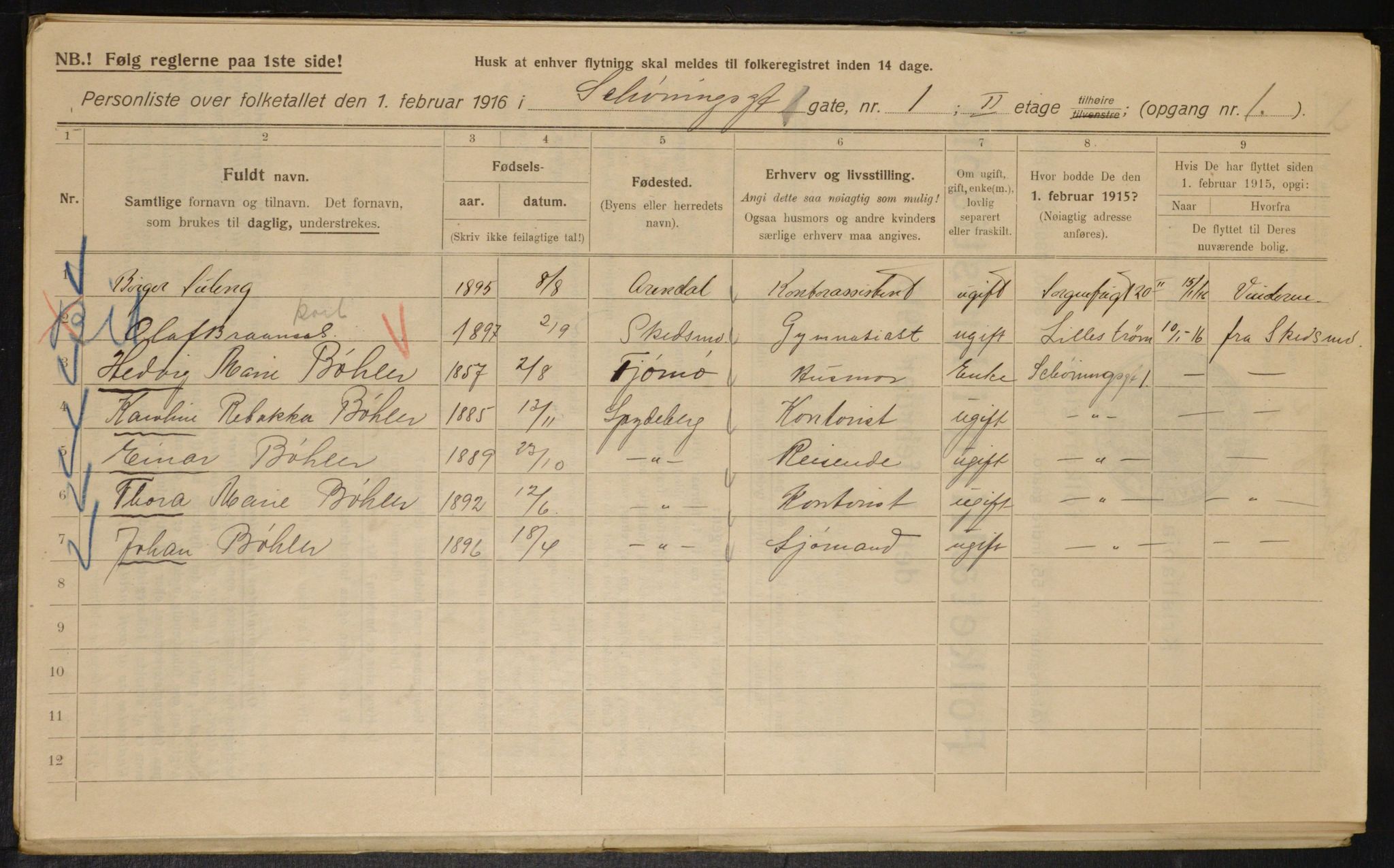 OBA, Municipal Census 1916 for Kristiania, 1916, p. 95616