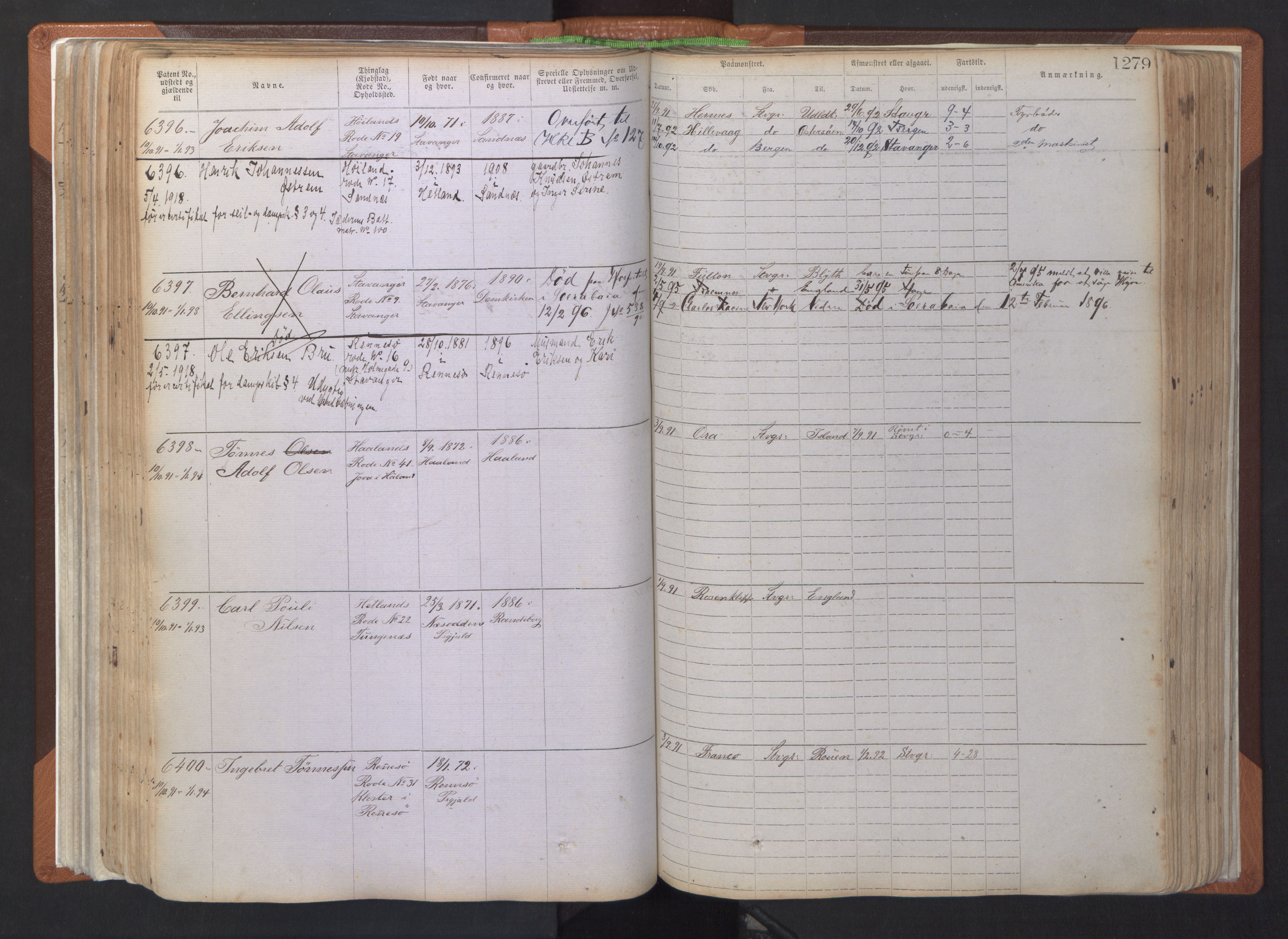 Stavanger sjømannskontor, AV/SAST-A-102006/F/Ff/L0007: Annotasjonsrulle, patentnr. 5506-7180, 1887-1900, p. 184