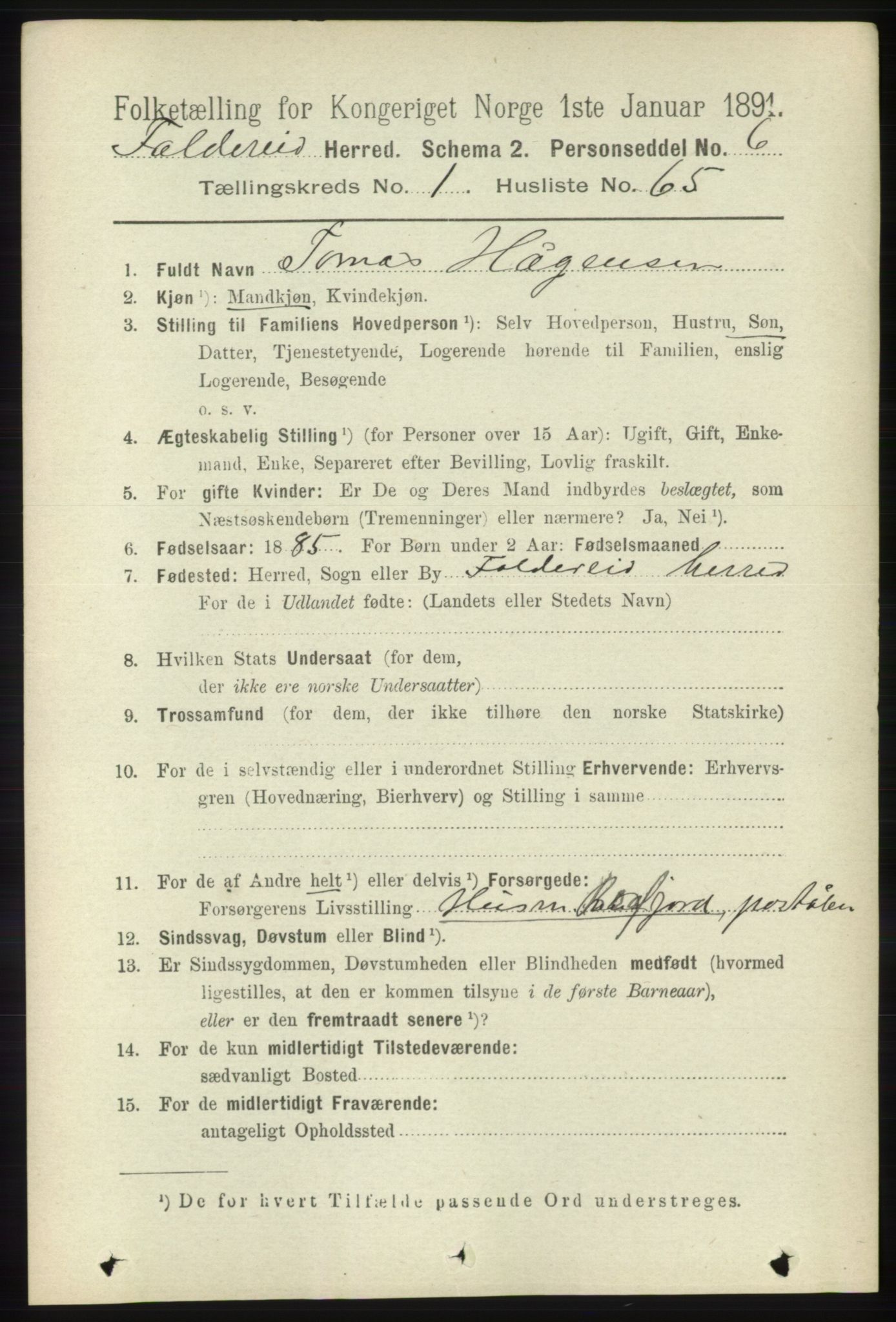 RA, 1891 census for 1753 Foldereid, 1891, p. 545