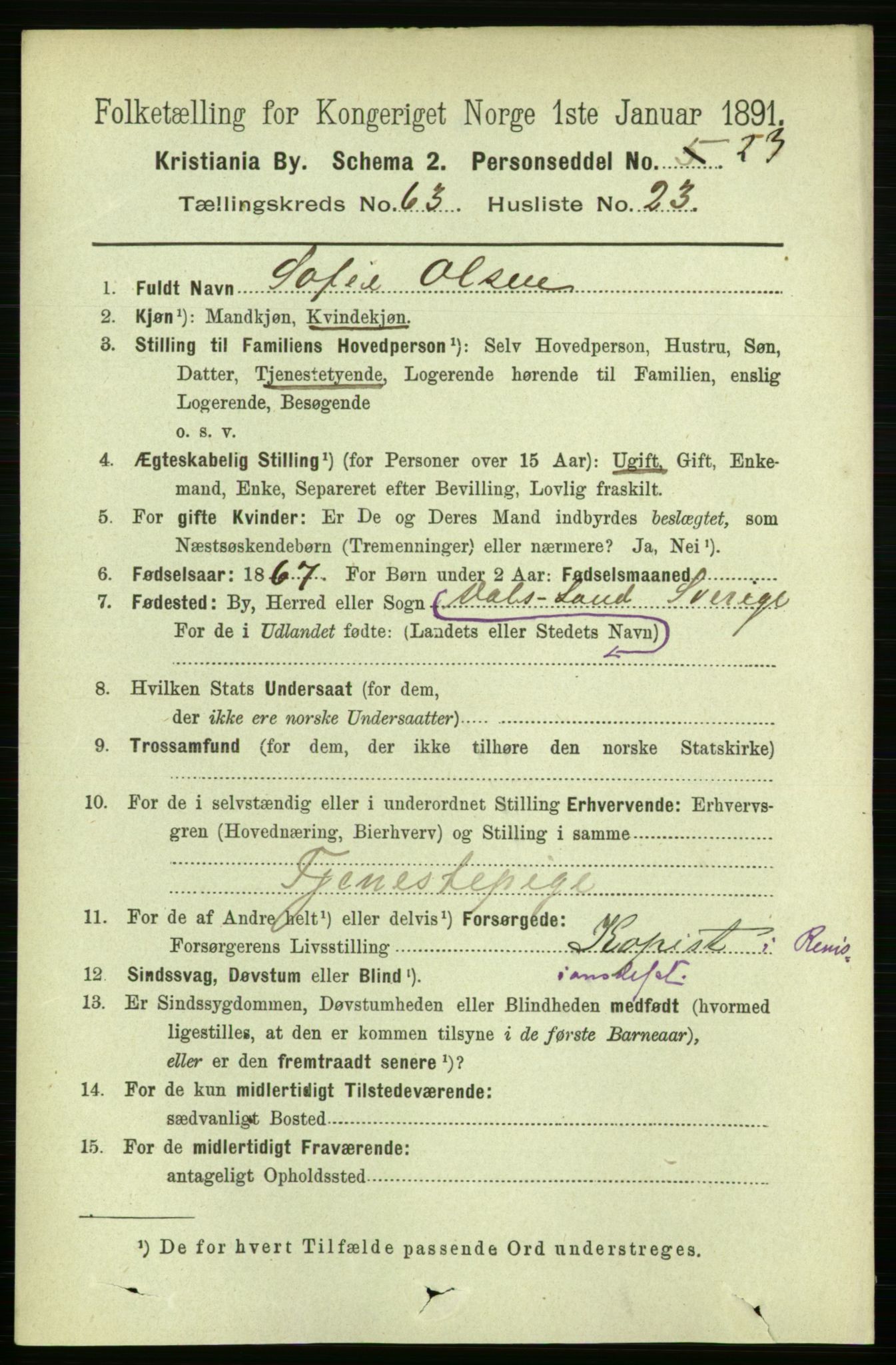 RA, 1891 census for 0301 Kristiania, 1891, p. 34140