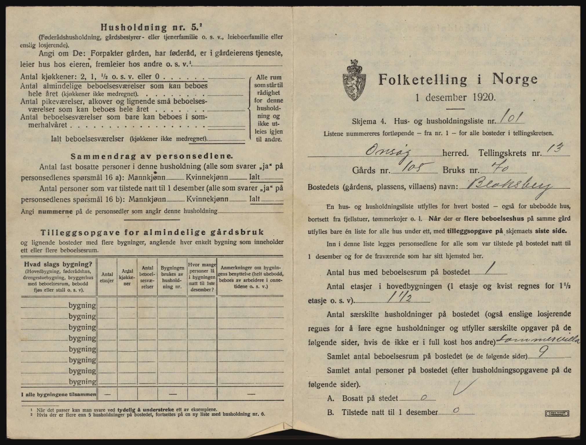 SAO, 1920 census for Onsøy, 1920, p. 2446